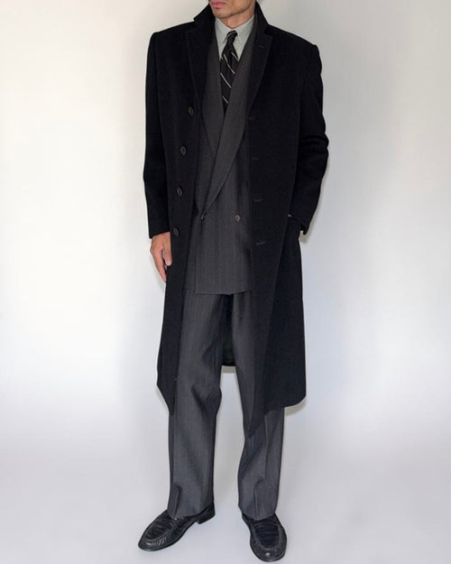 Armani 1990s Charcoal Grey Wool Over Coat - Size M
