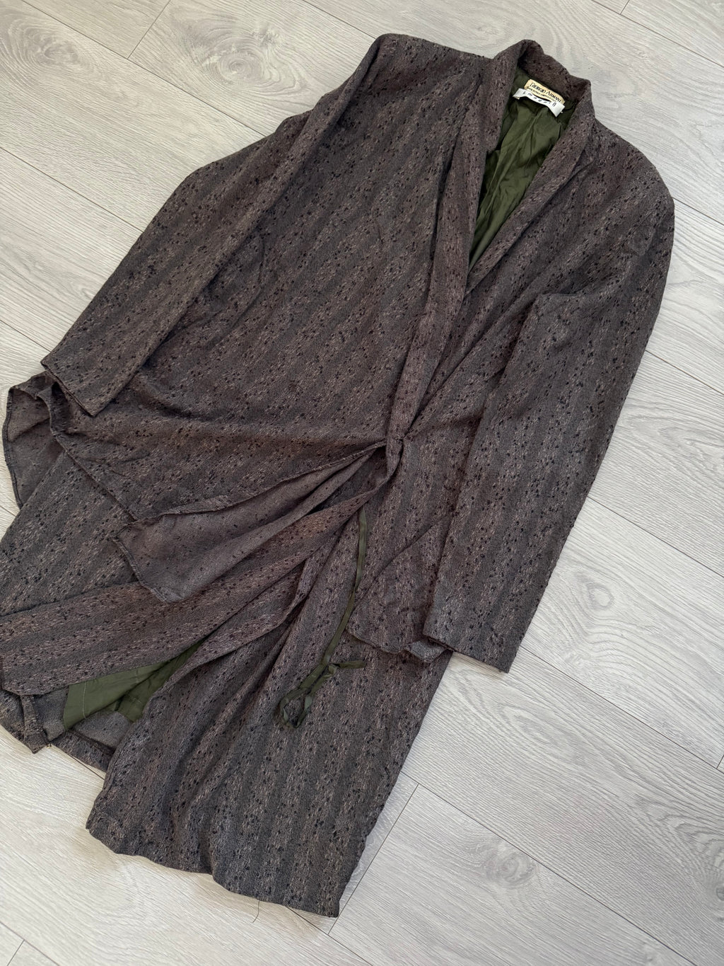 Giorgio Armani Womens 1970s Wool Texture Layered Robe - One Size