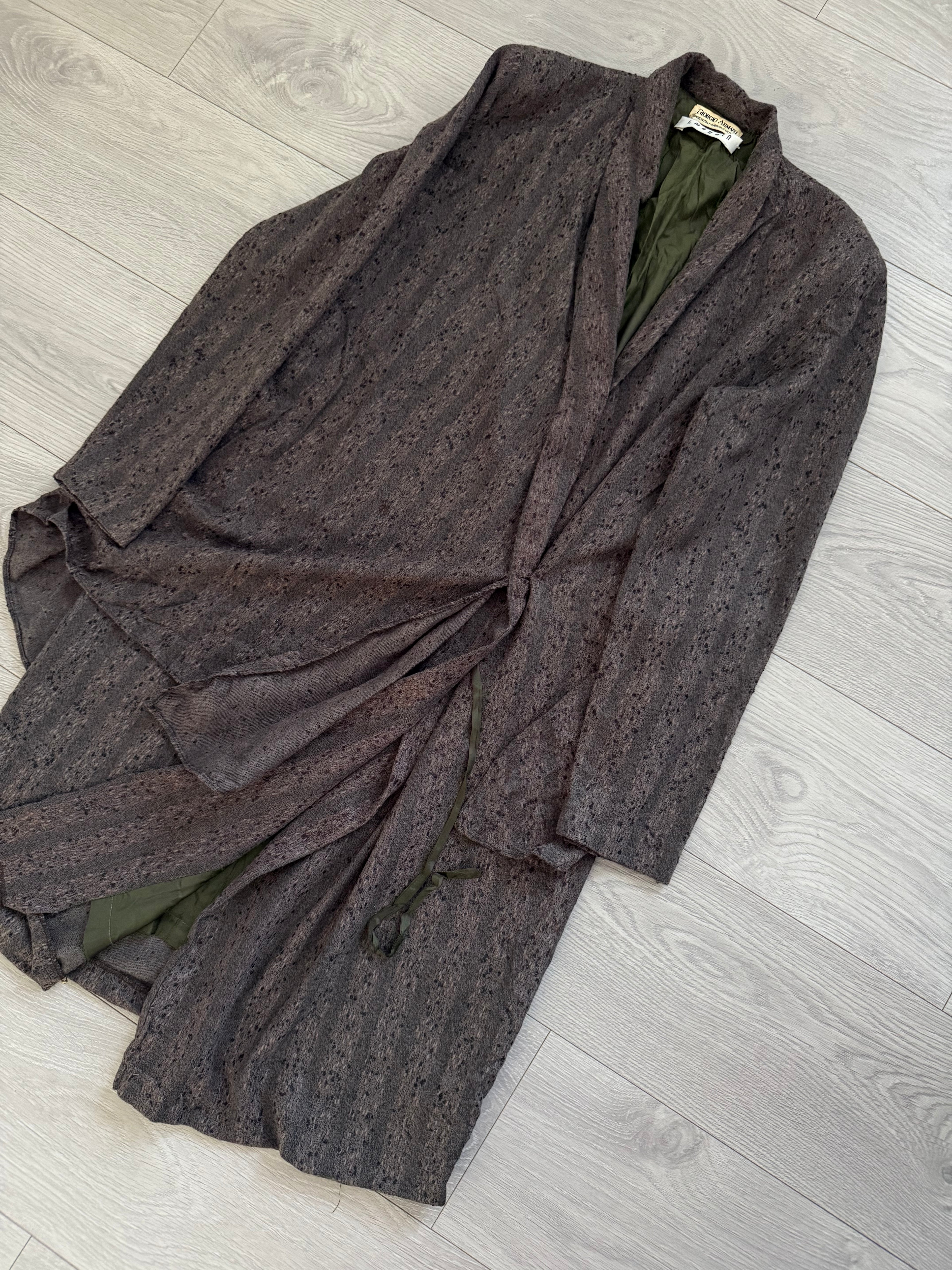 Giorgio Armani Womens 1970s Wool Texture Layered Robe - One Size