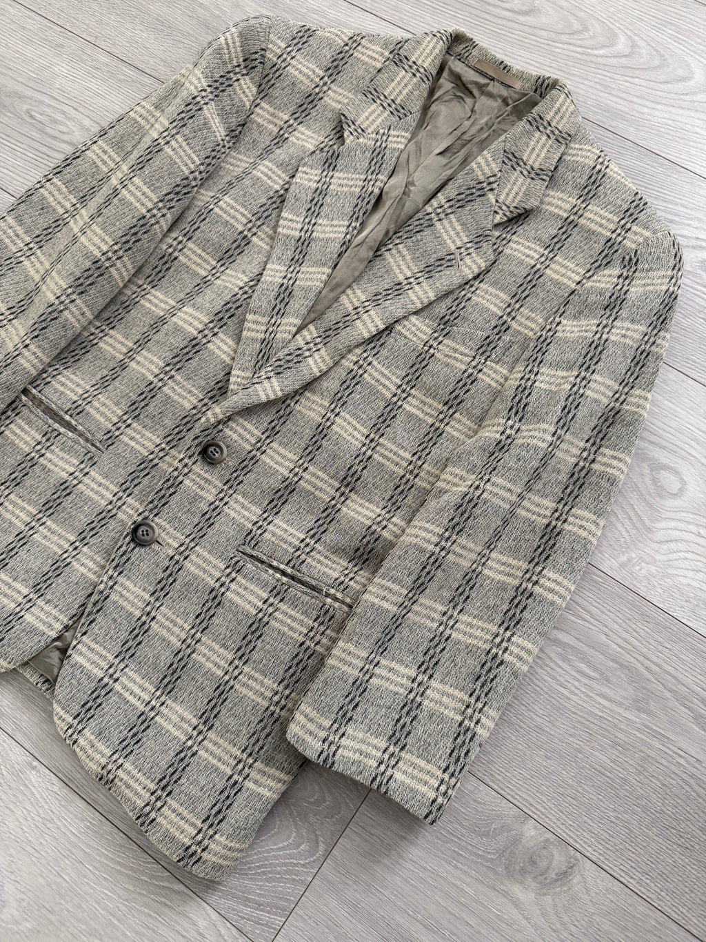 Emporio Armani 1980s 2B Textured Wool Check Sports Jacket Blazer - Size S