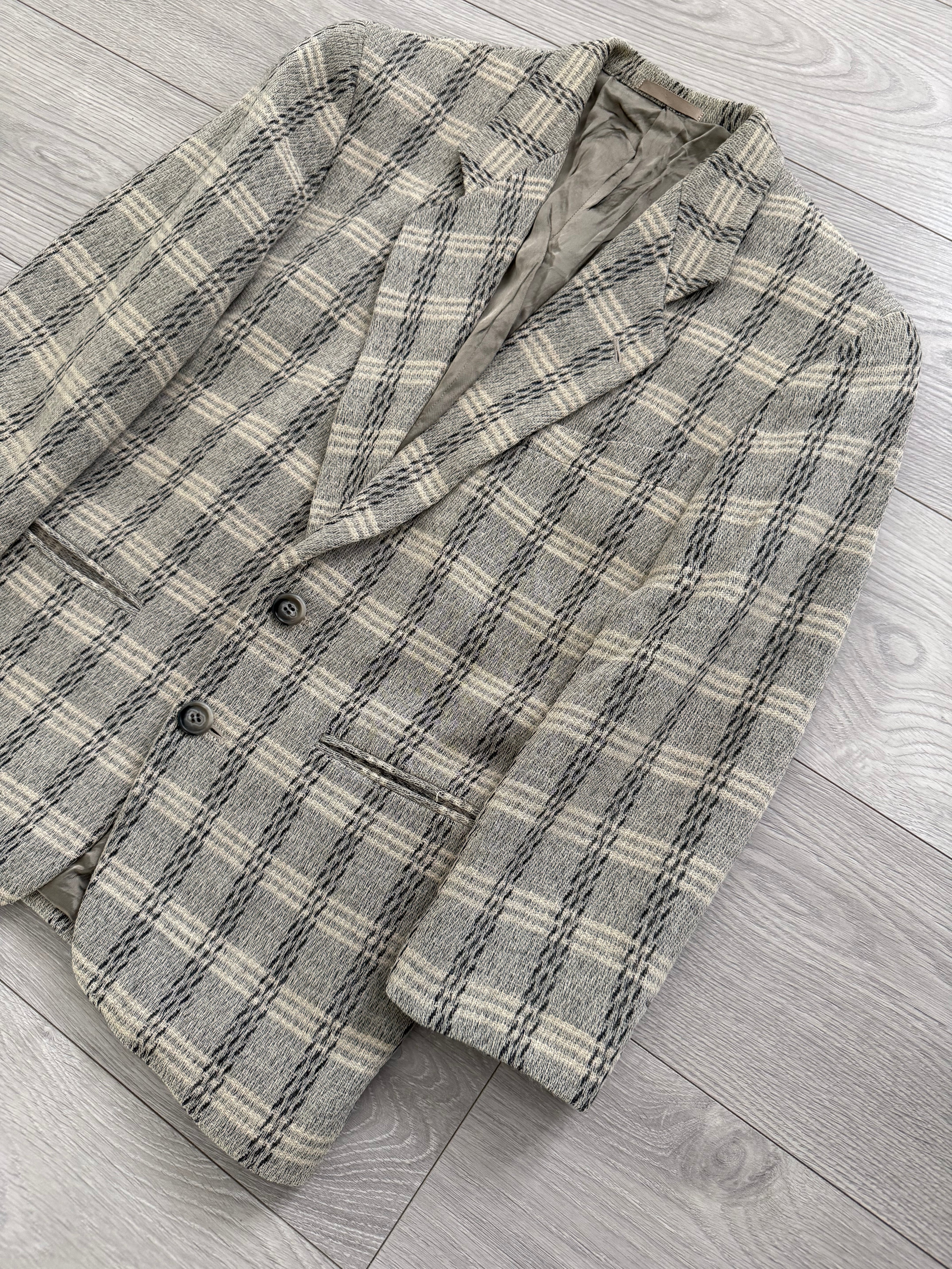 Emporio Armani 1980s 2B Textured Wool Check Sports Jacket Blazer - Size S