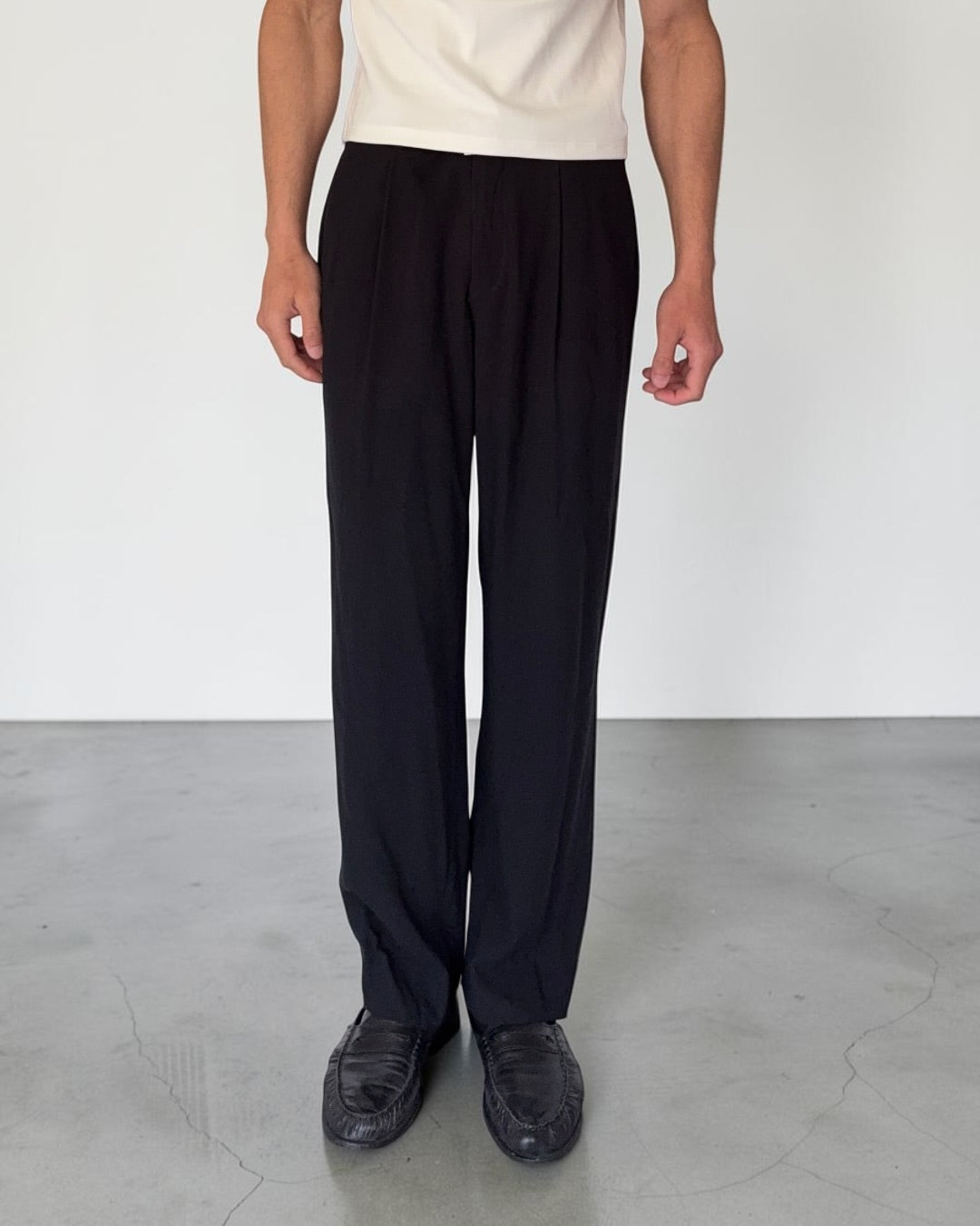 Emporio Armani 1990s Pleated Draped Wool Pants - Size 30