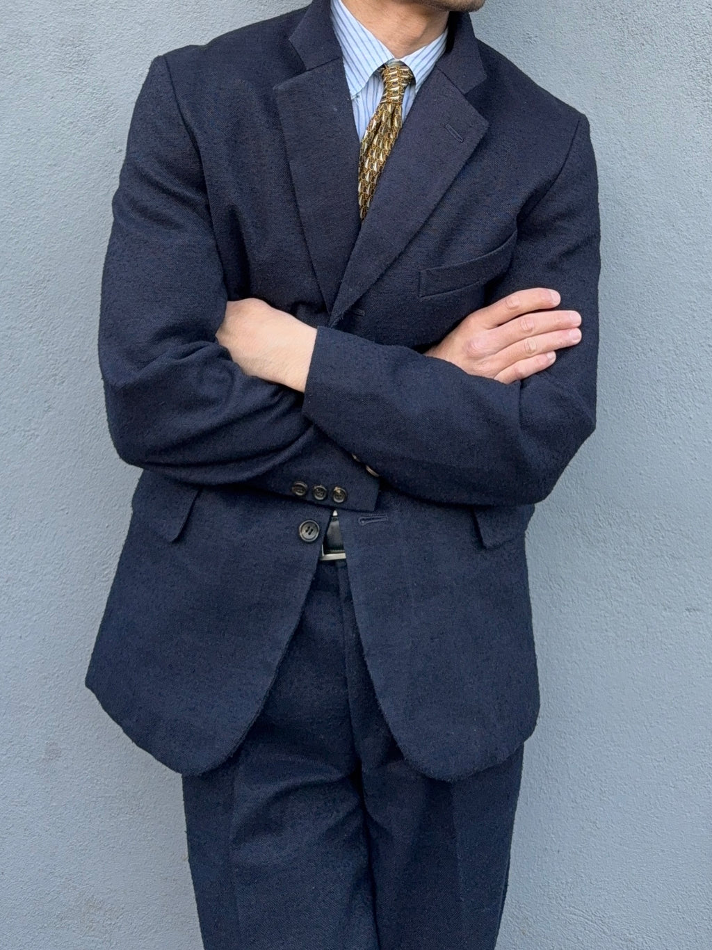 Comme Des Garcons Homme Plus SS1998 Structured Poly 'Pilled' Blue Suit - Size M Jacket / 32" Waist