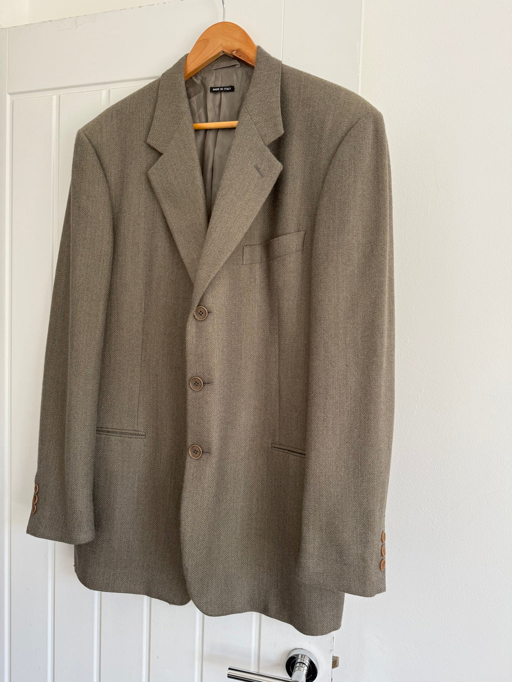 Giorgio Armani Black Label 1990s 3B Wool Cashmere Taupe Sports Jacket Blazer - Size XL