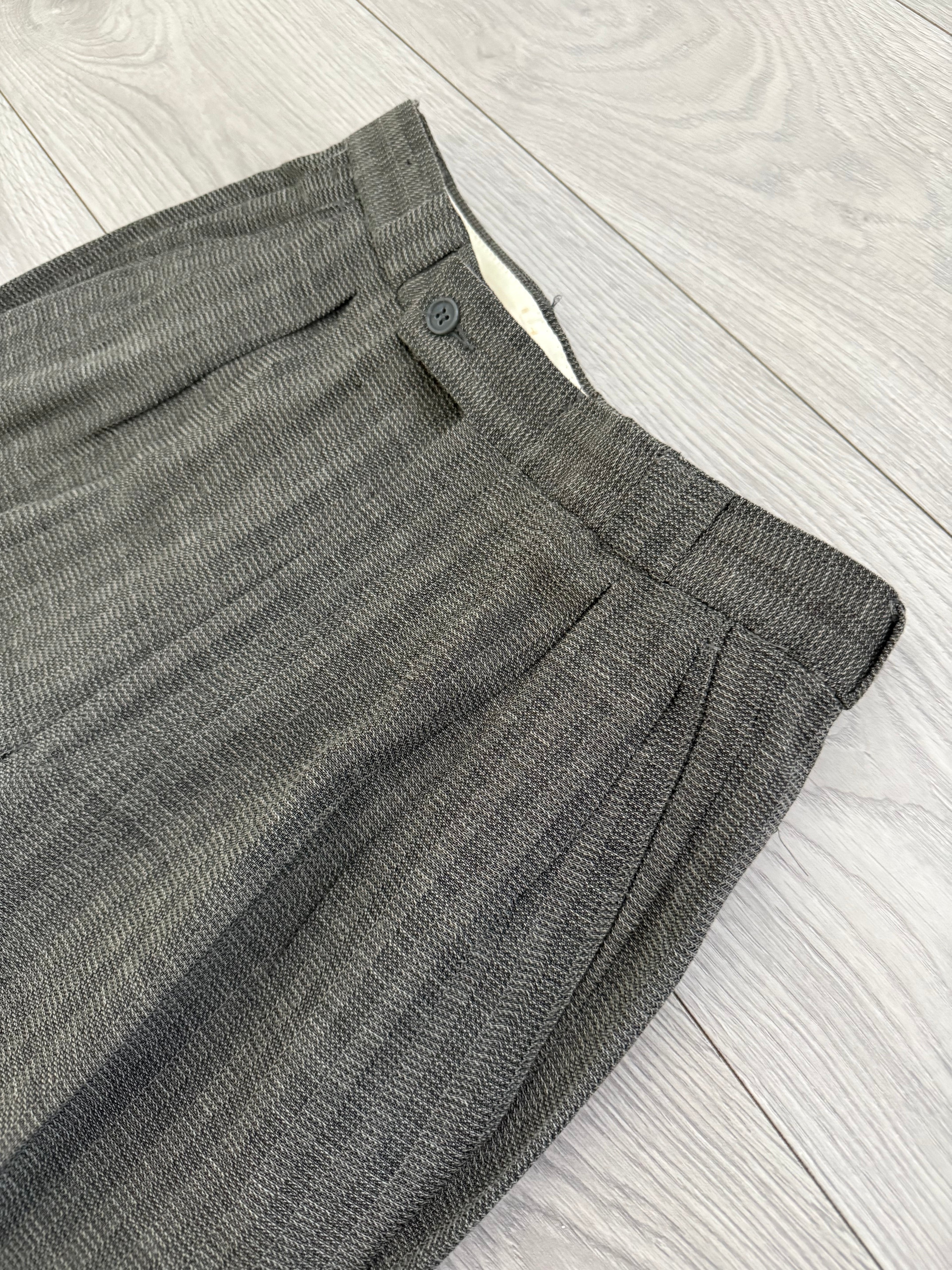 Emporio Armani 1980s Peaked Lapel Double Breasted Textured Wool Pleated Suit - Size S Jacket / 28" Waist