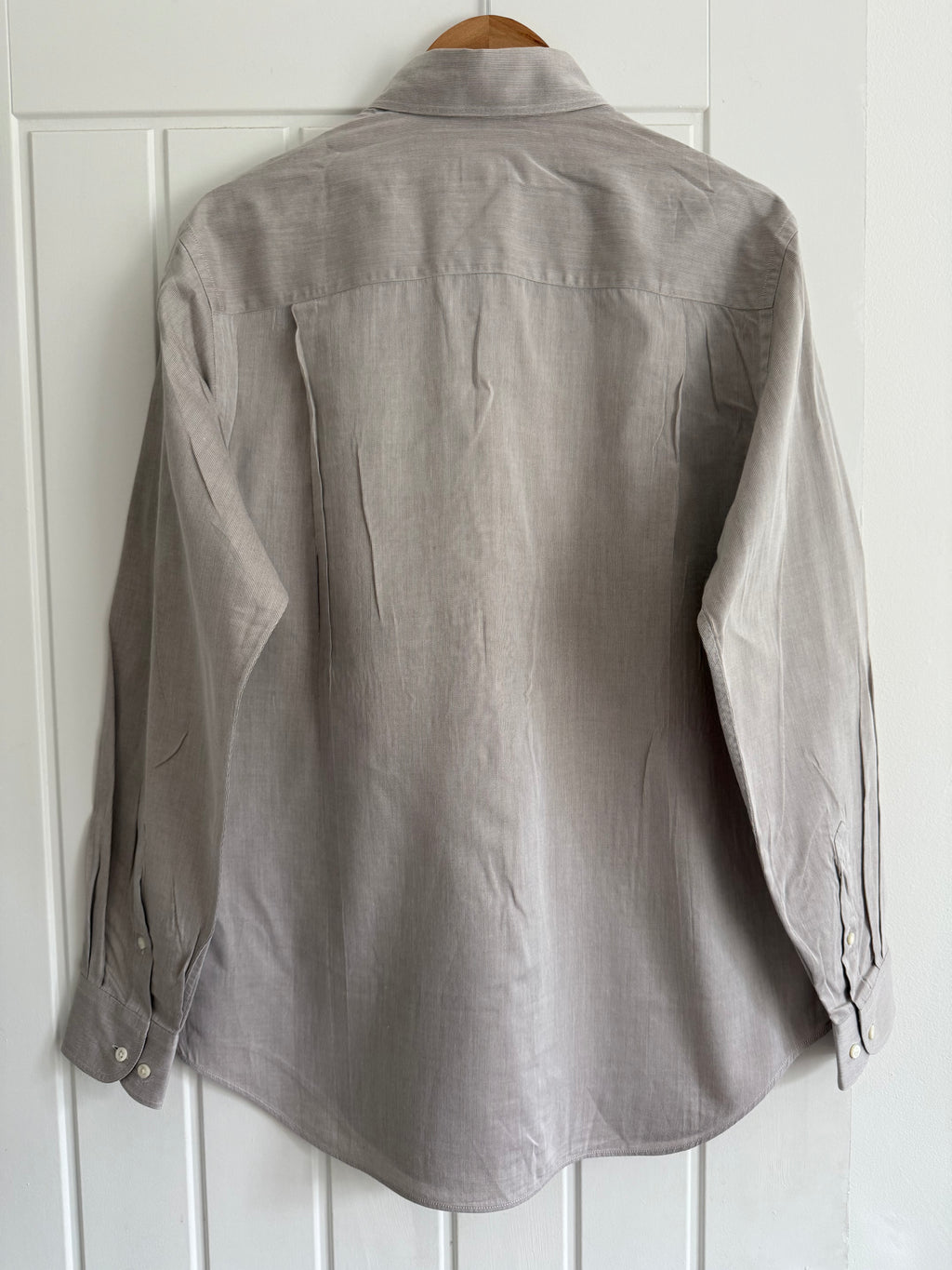 Armani 1990s Taupe Beige Cotton Shirt - Size M
