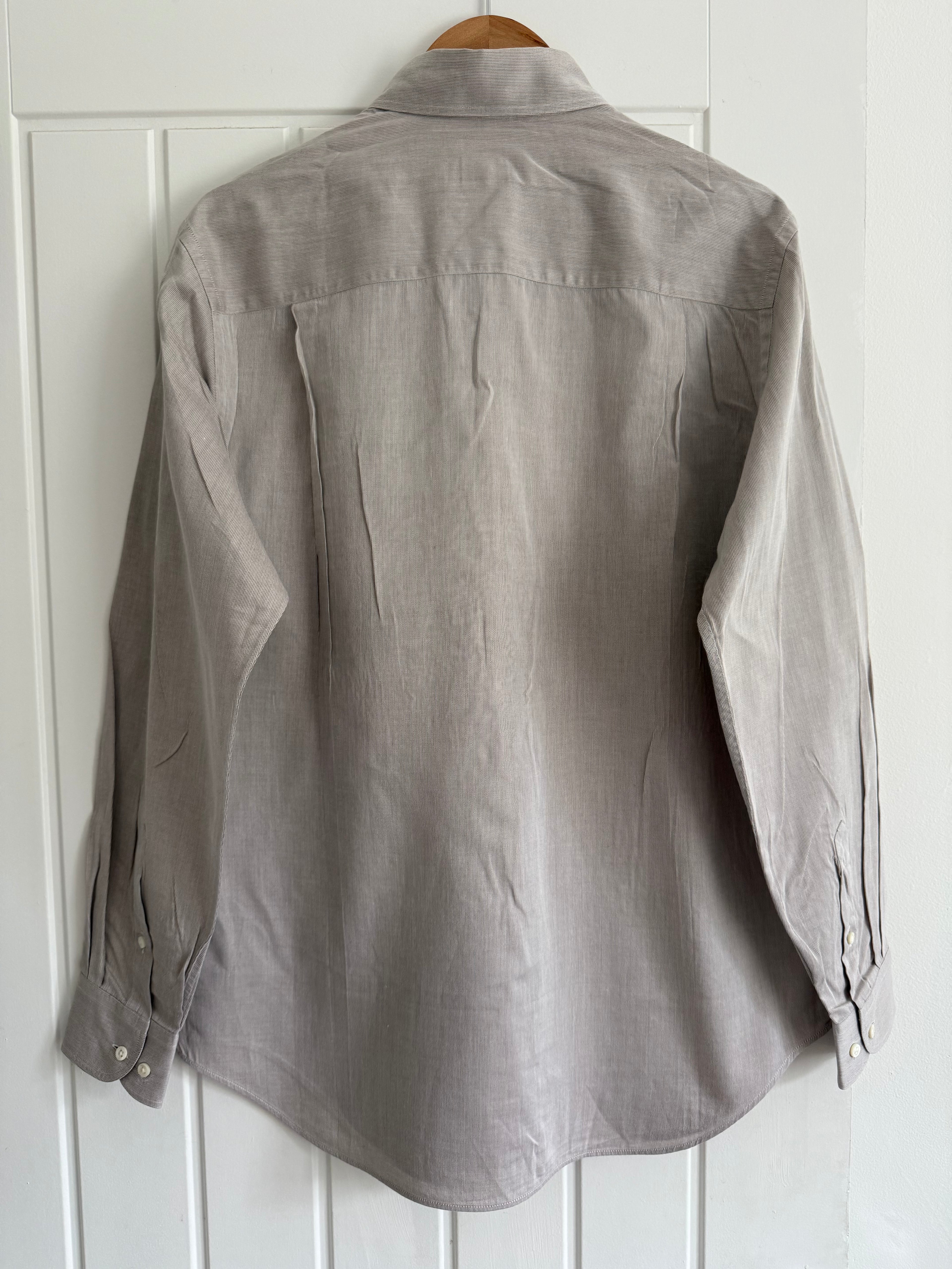 Armani 1990s Taupe Beige Cotton Shirt - Size M