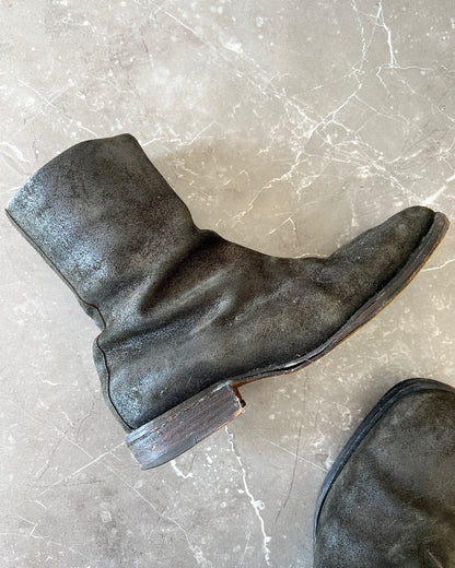 Maison Martin Margiela FW2003 Line 10 Blistered Leather Square Toe Boots - Size US9