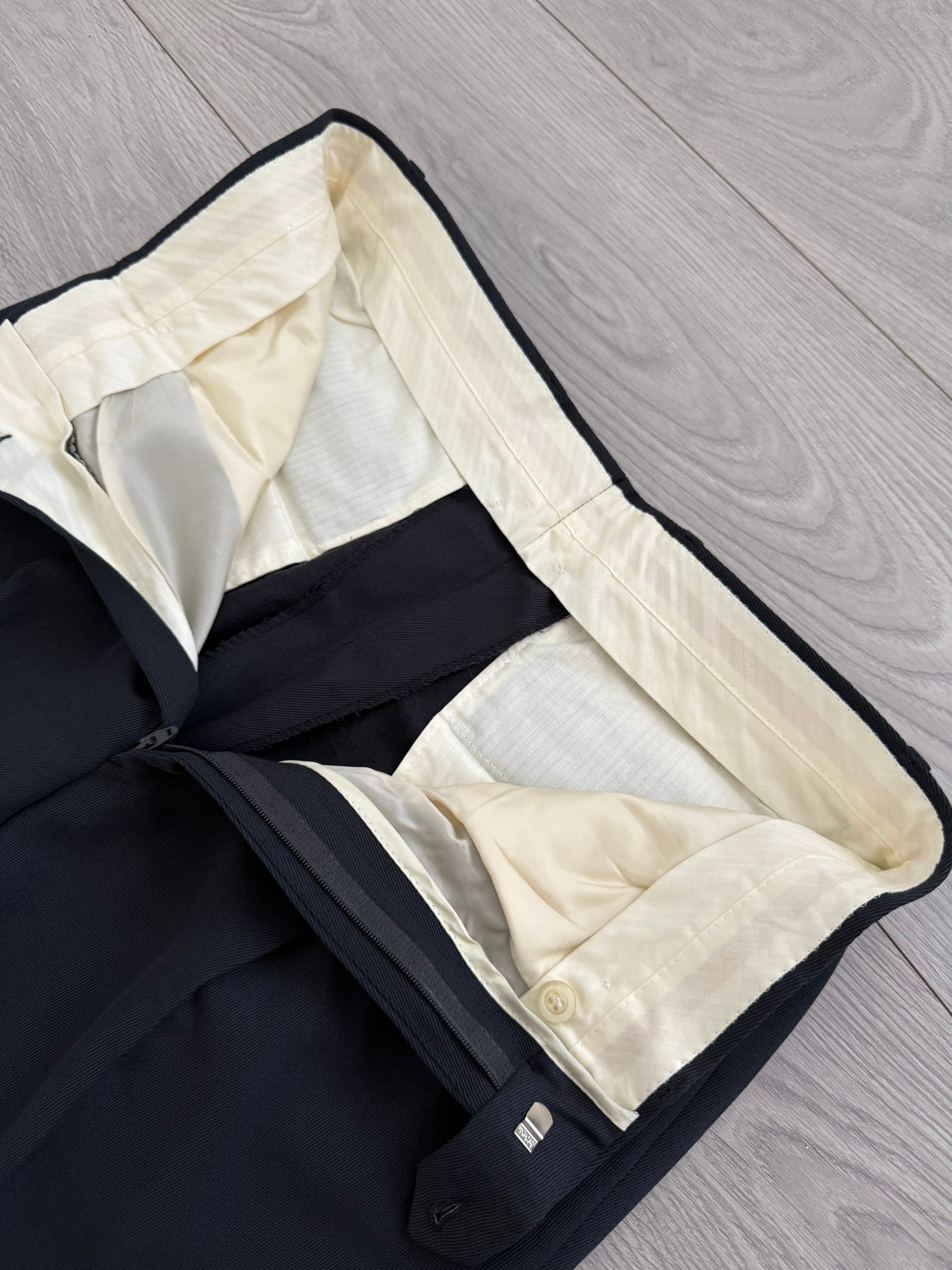 Giorgio Armani 1980s Peaked Lapel Double Breasted Wool Pleated Suit - Size M Jacket / 32" Waist