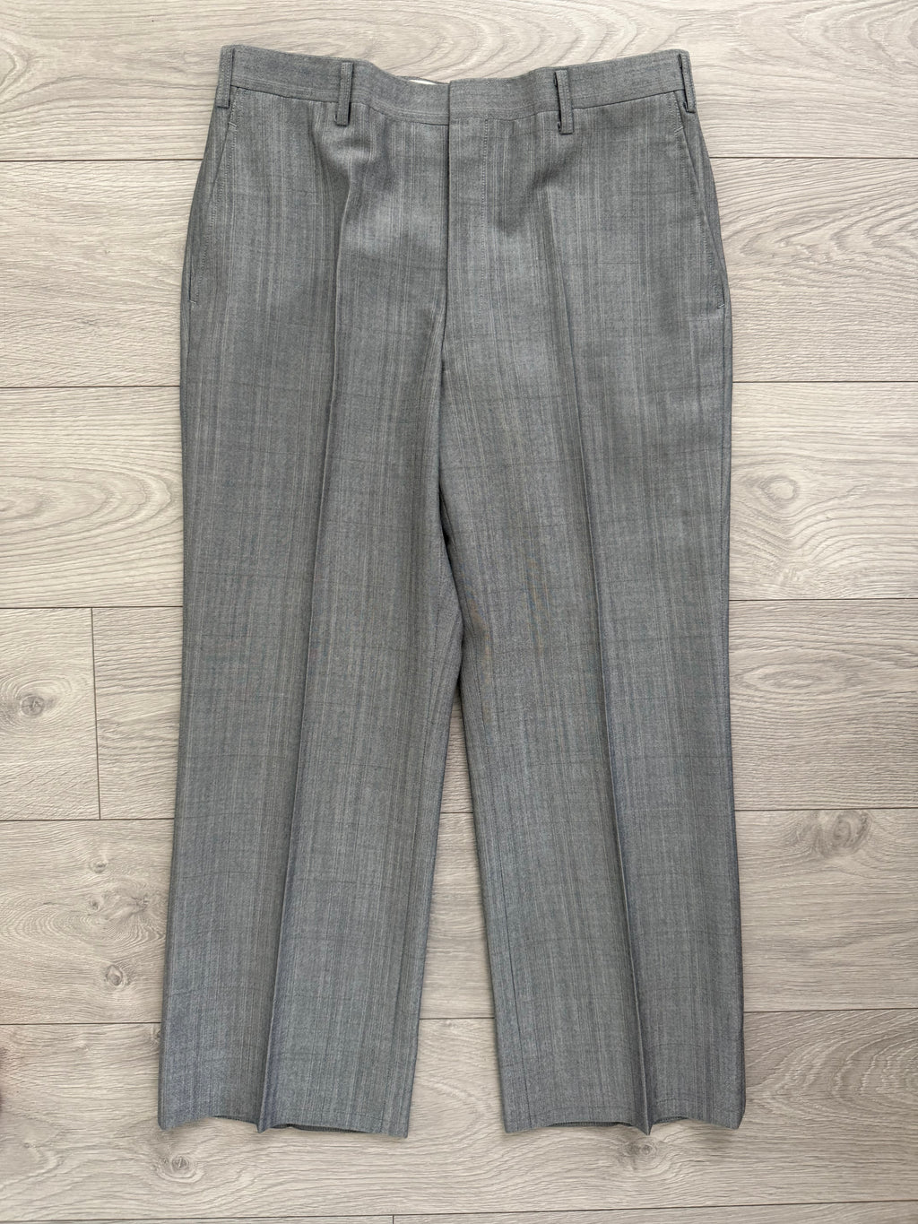 Burberry 1990s 2B Wool Check Grey Suit - Size S Jacket / 32" Waist