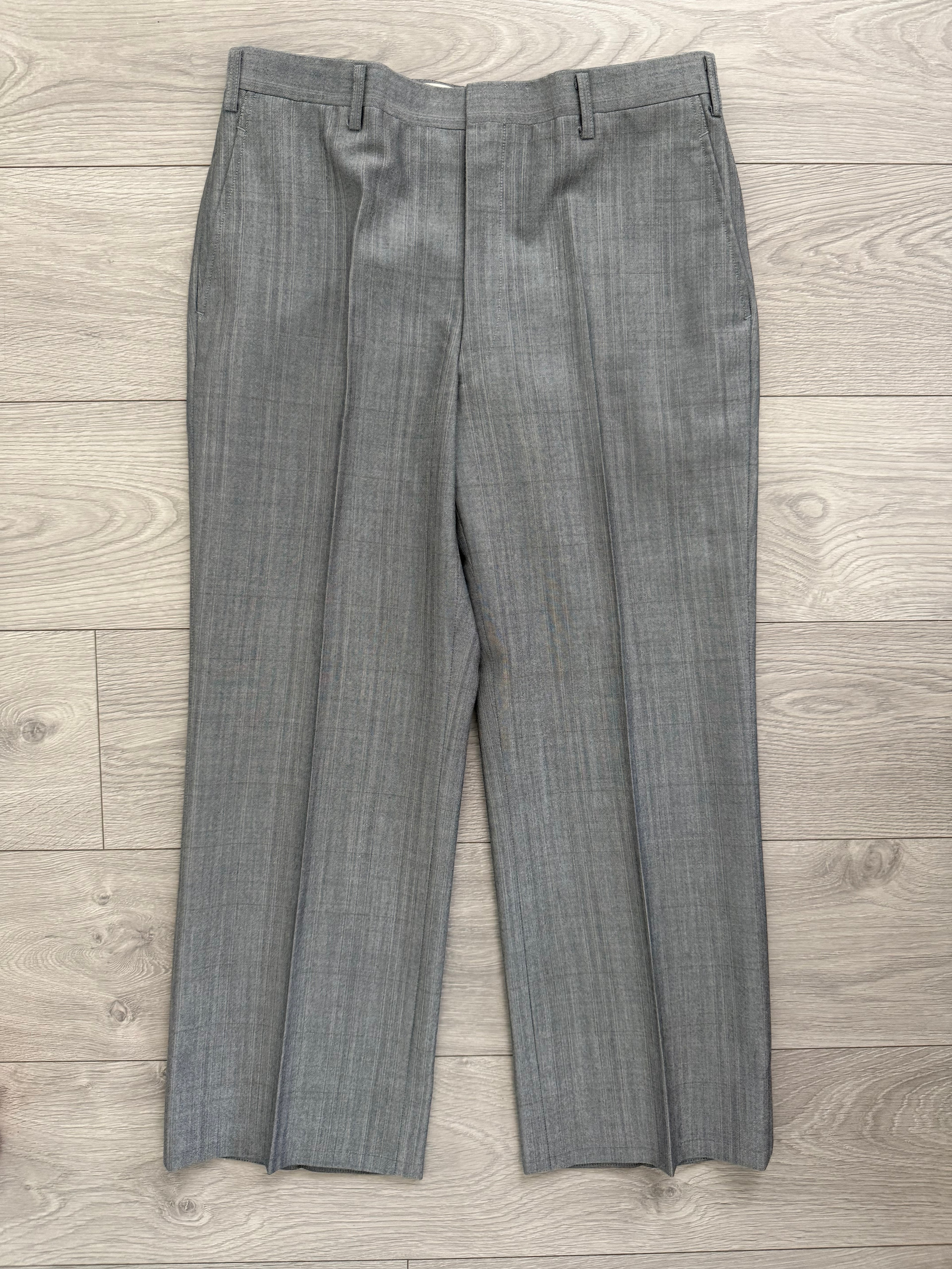 Burberry 1990s 2B Wool Check Grey Suit - Size S Jacket / 32" Waist