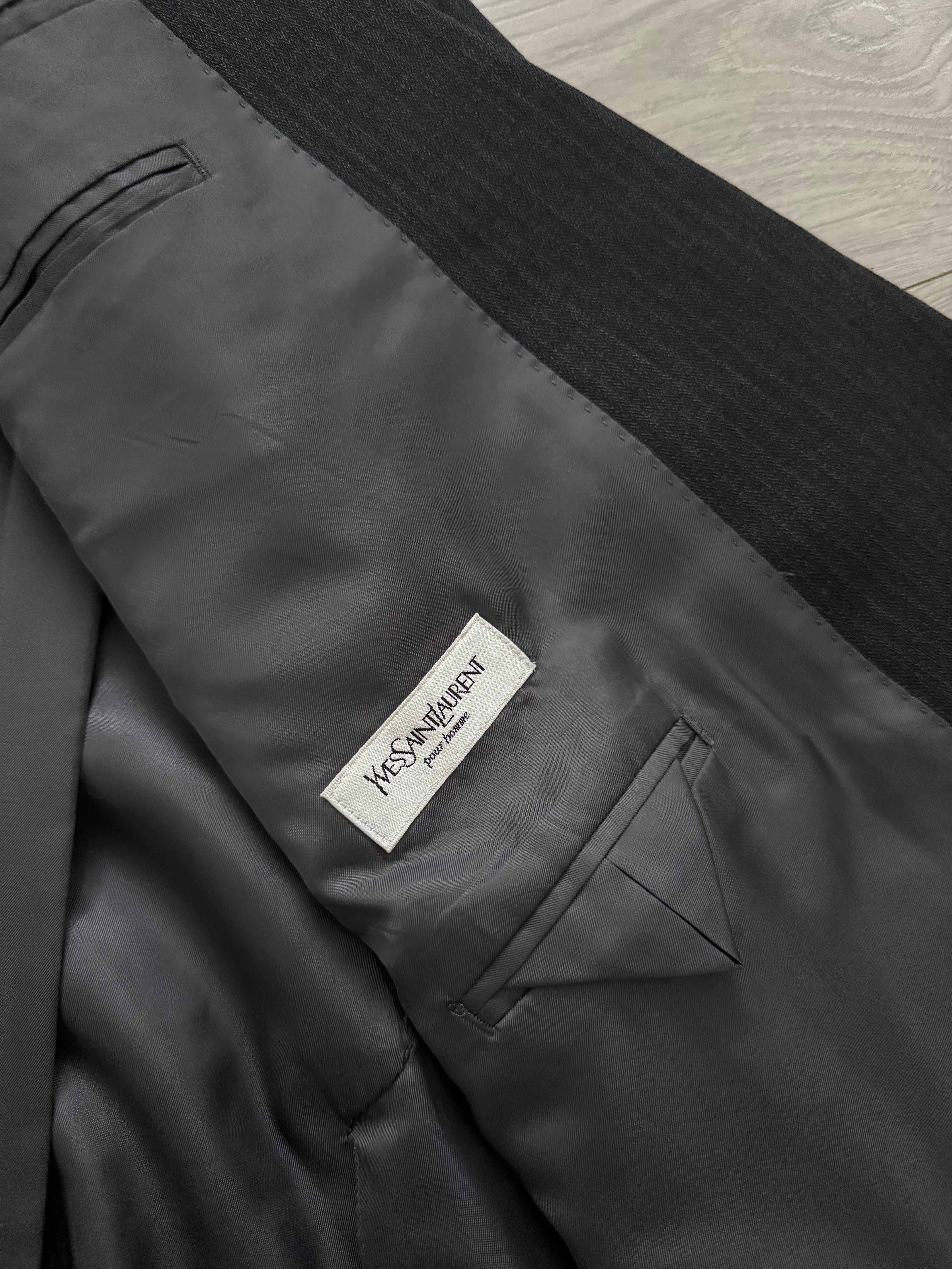 Yves Saint Laurent 1990s Double Breasted Pleated Wool Suit - Size XL Jacket / 36" Waist