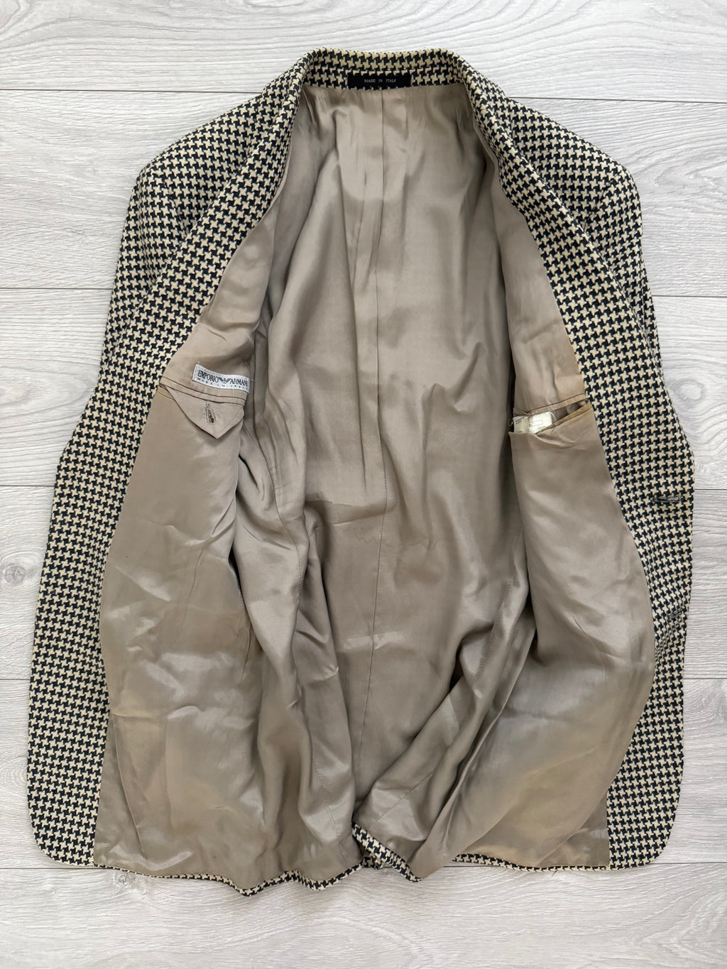 Emporio Armani 1990s 2B Houndstooth Wool Sports Blazer Jacket - Size S