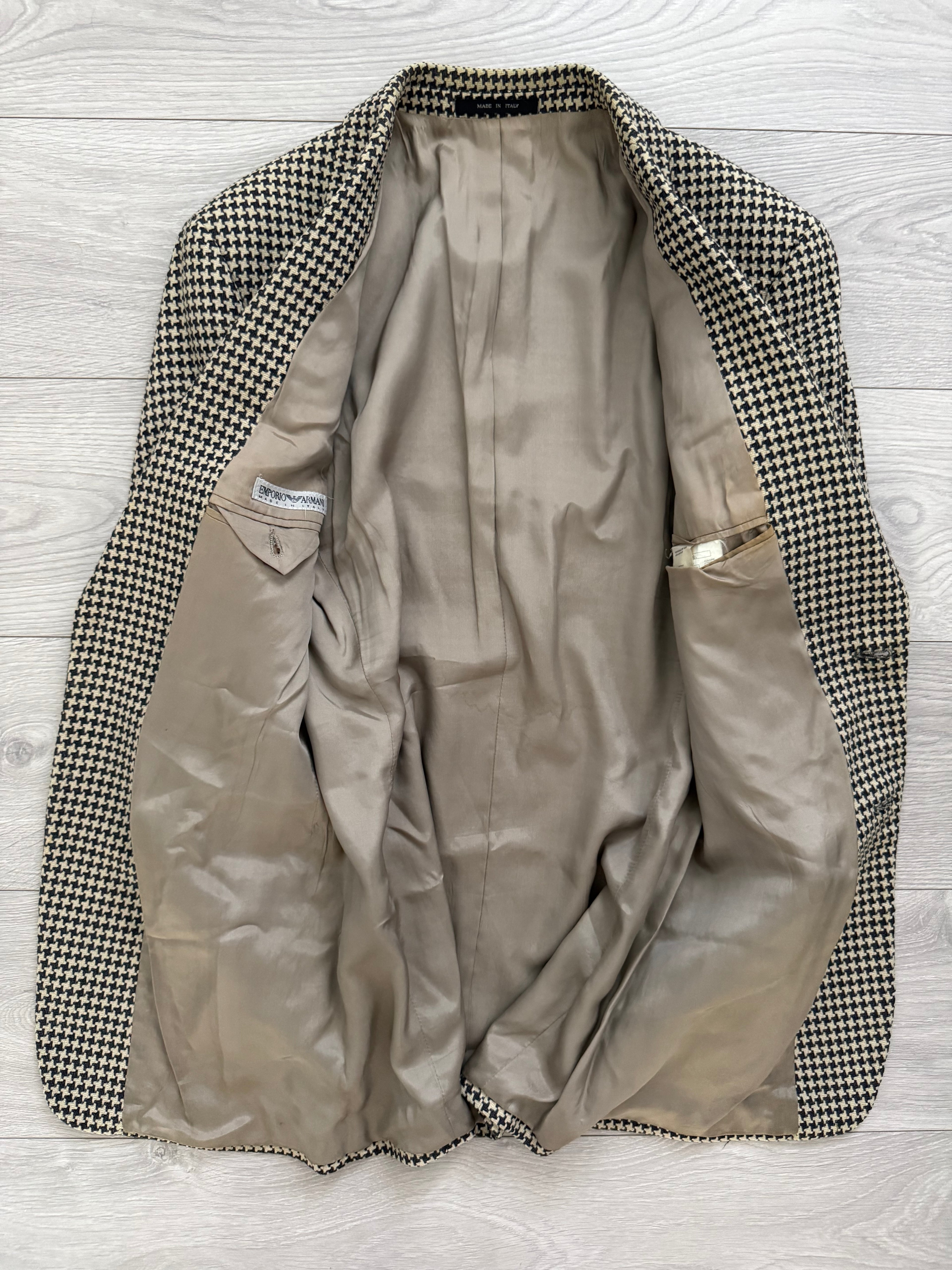 Emporio Armani 1990s 2B Houndstooth Wool Sports Blazer Jacket - Size S
