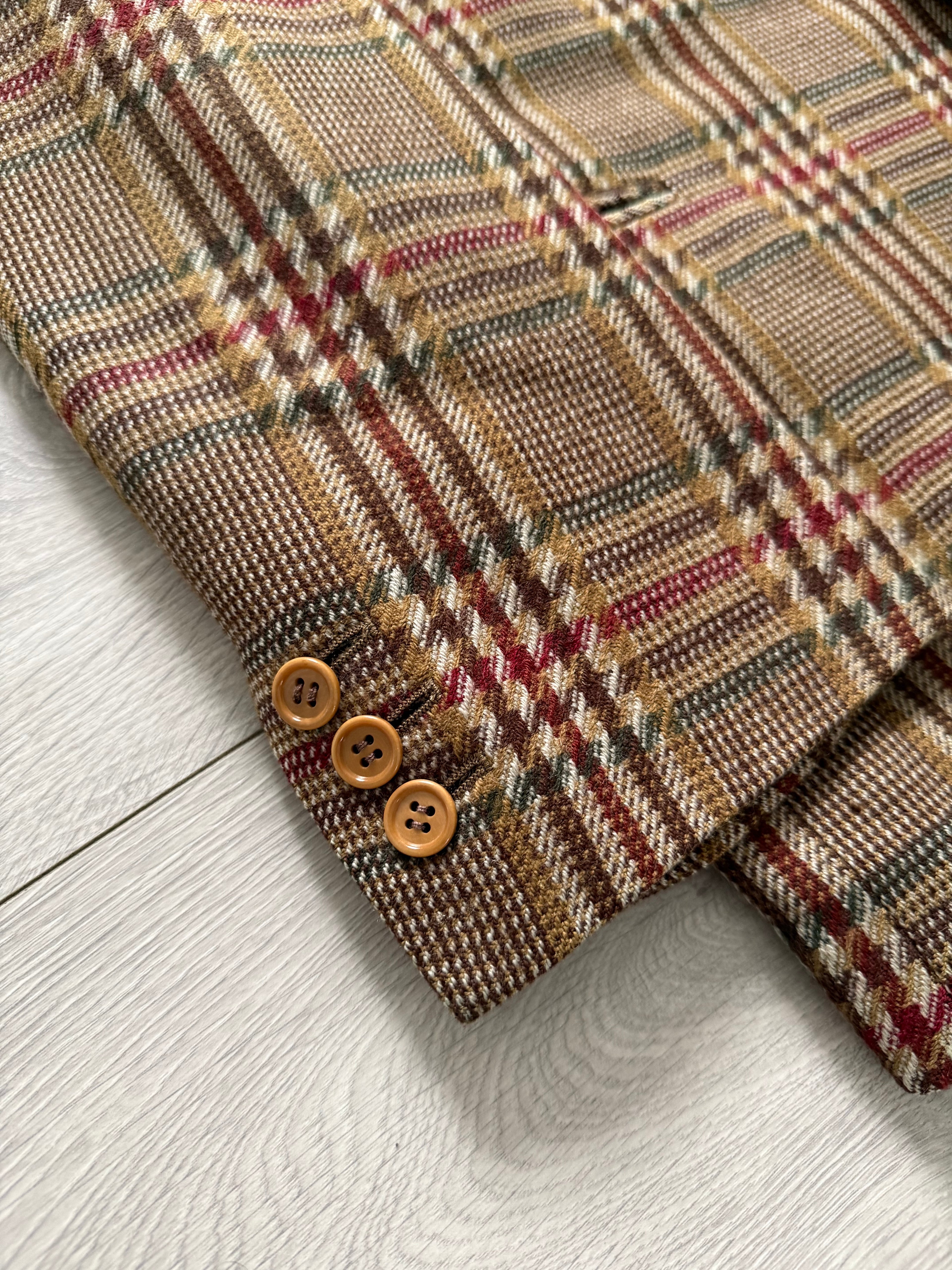 Valentino 1980s 2B Textured Wool Check Sports Jacket Blazer  - Size L
