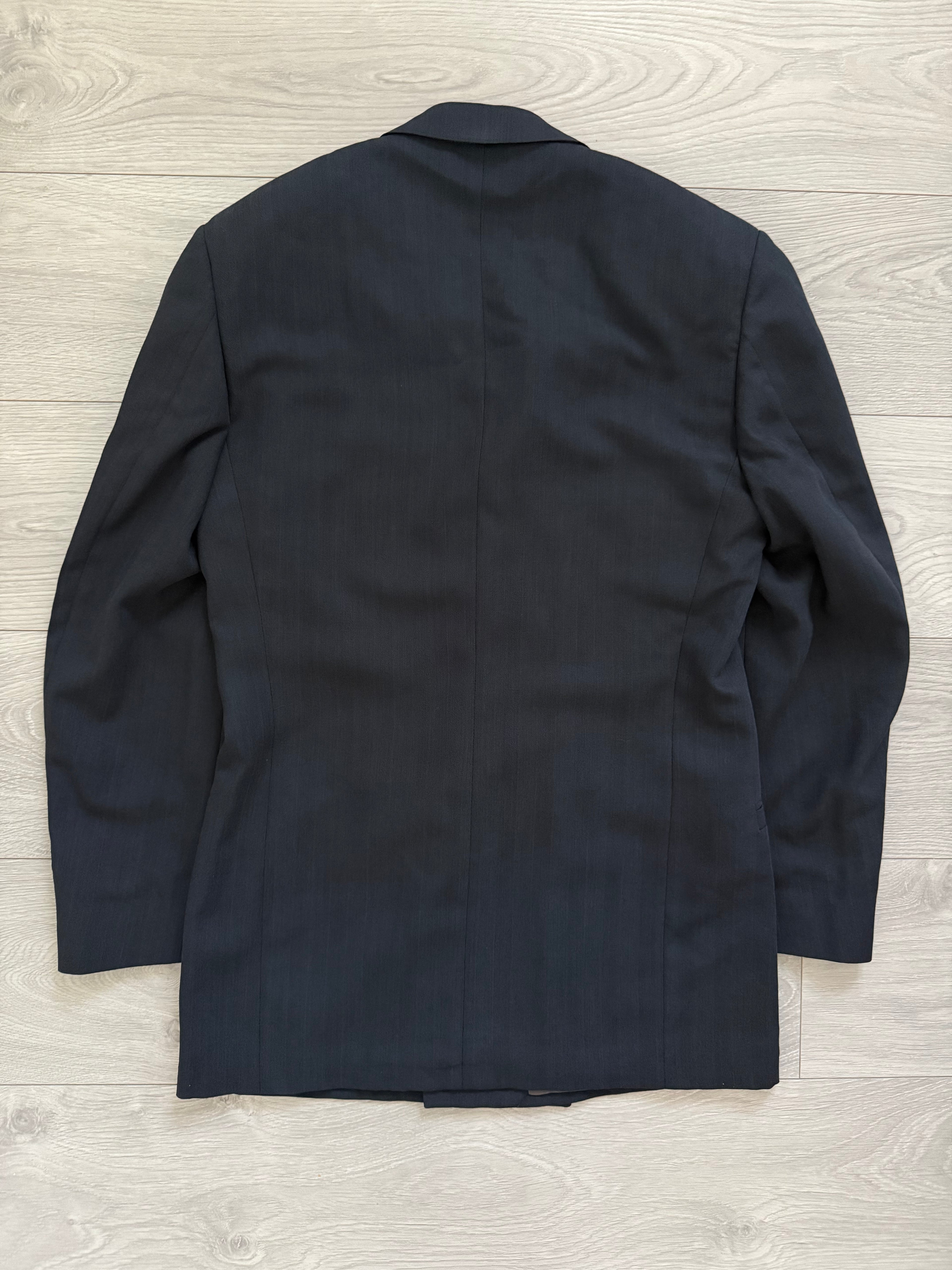Versace 1980s 6B Double Breasted Peaked Lapel Textured Wool Sports Blazer Jacket - Size S
