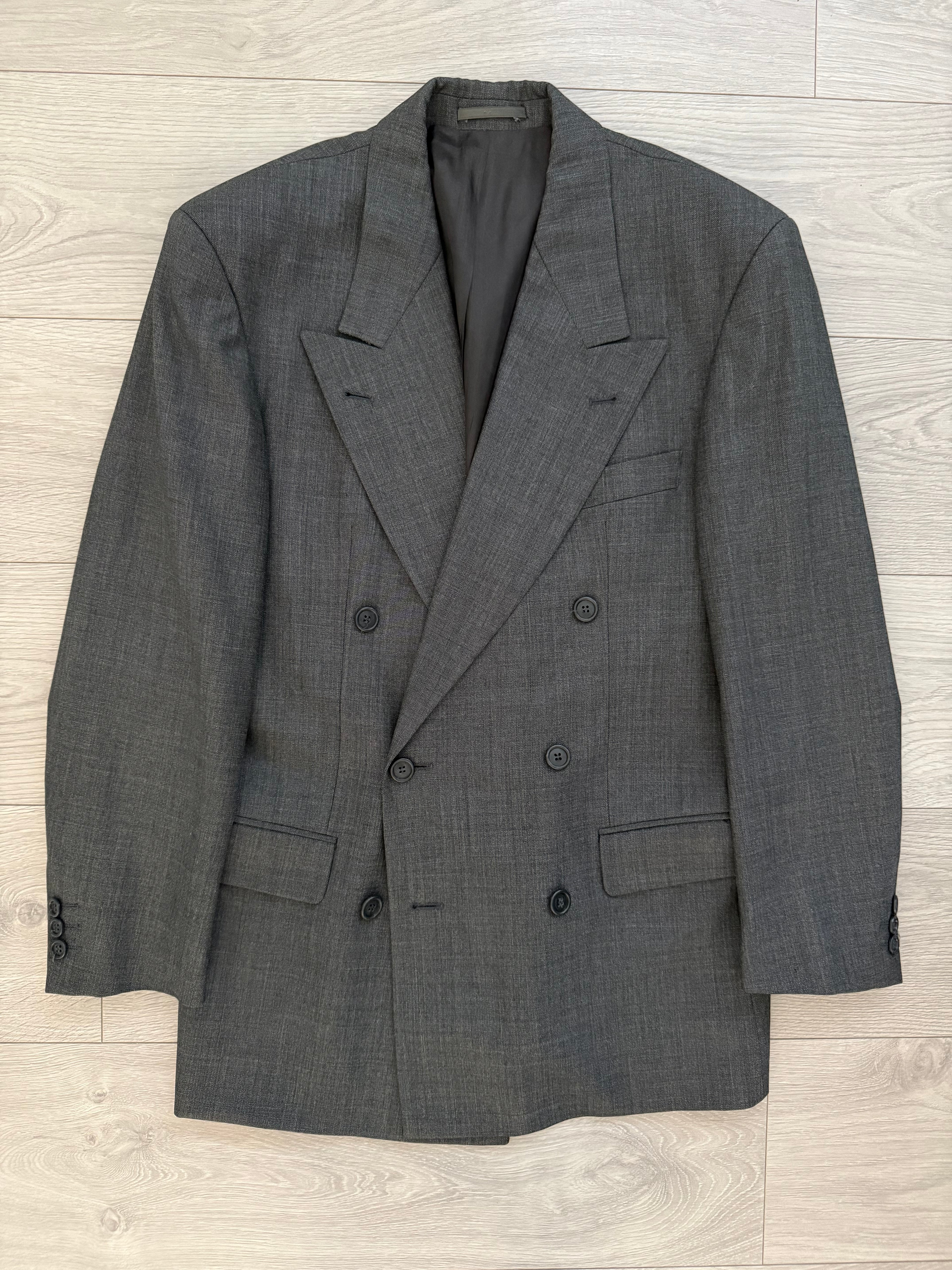Hugo Boss 1980s 'Bassini Chicago' Peaked Lapel Double Breasted Pleated Wool Cashmere Suit - Size S Jacket / 30" Waist