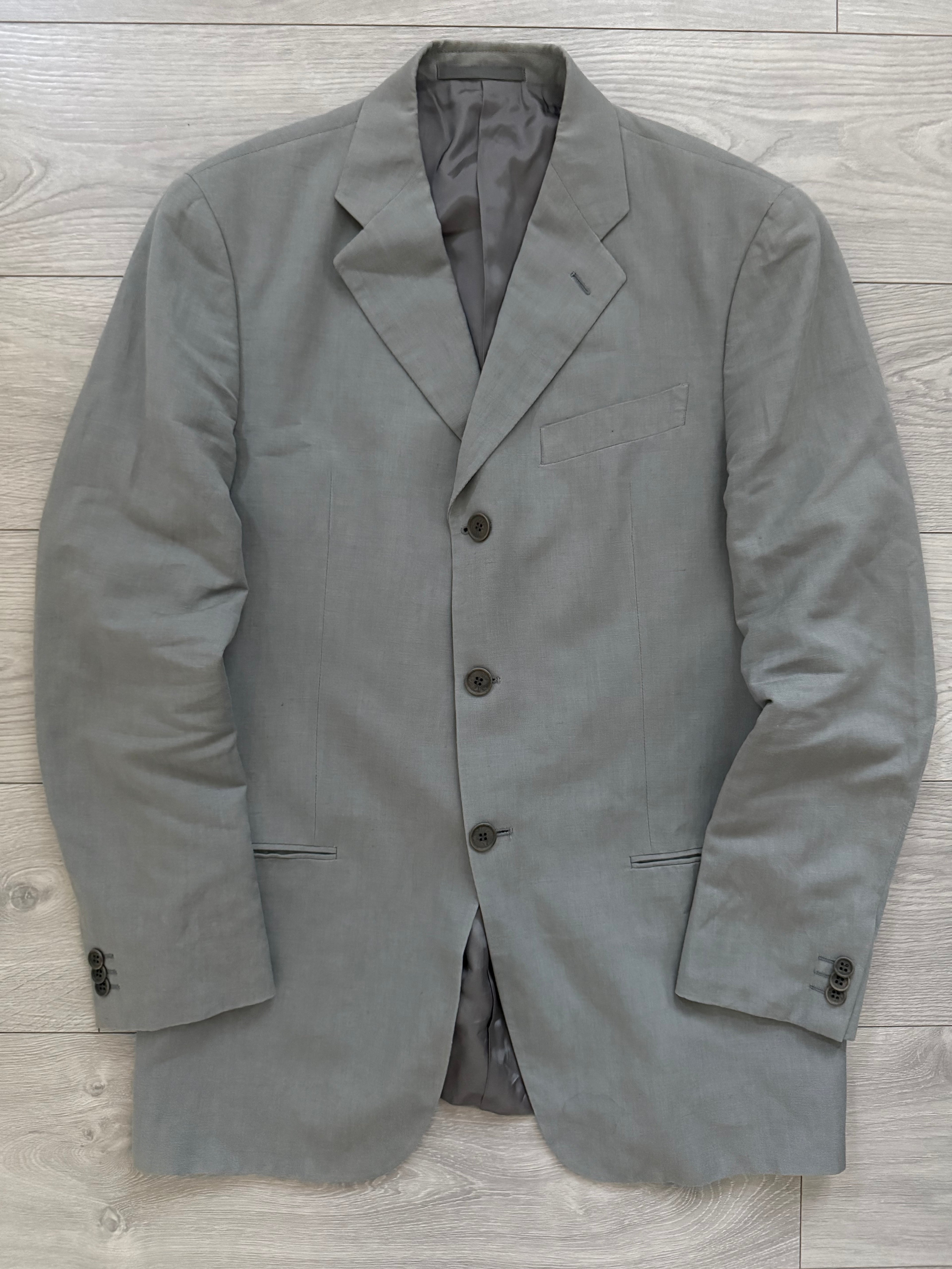 Giorgio Armani 1980s 3B Linen Blend Suit Grey - Size L Jacket / 32" Waist