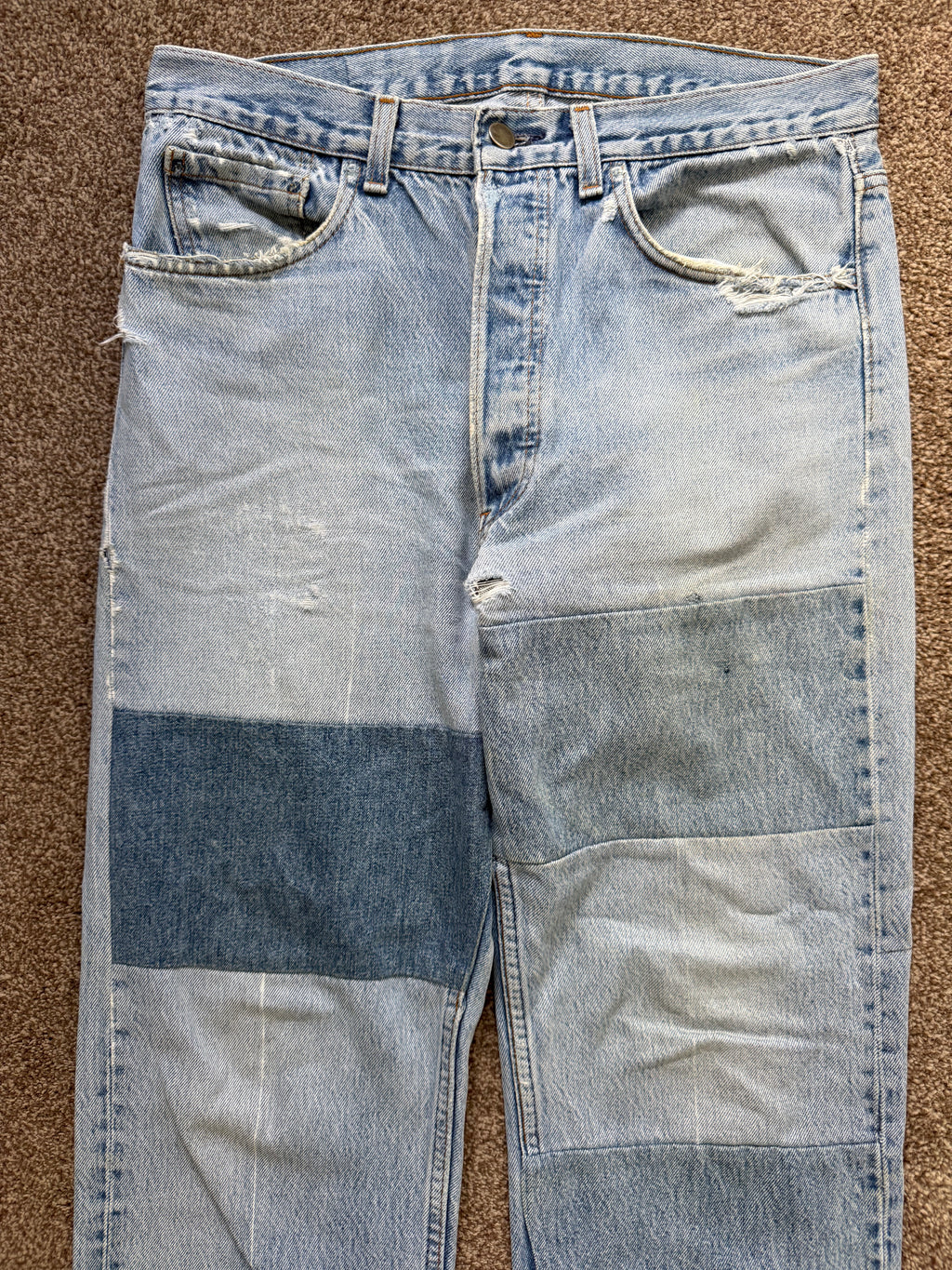 Maison Martin Margiela Artisanal Line (0)(10) AW1999 Re-Worked Panelled Denim Jeans - Size 32" Waist
