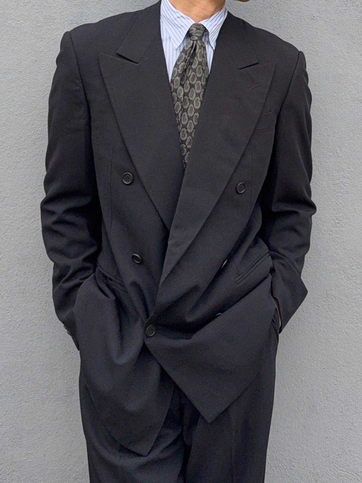 Giorgio Armani 1990s Double Breasted 6B Pleated Wool Suit - Size M Jacket / 30" Waist