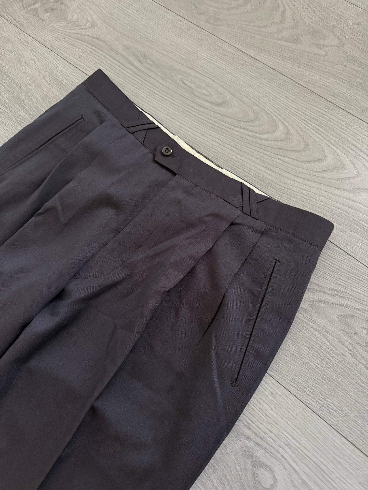 Yves Saint Laurent 1990s Double-Breasted Pleated Wool Suit - Size XL Jacket / 36" Waist