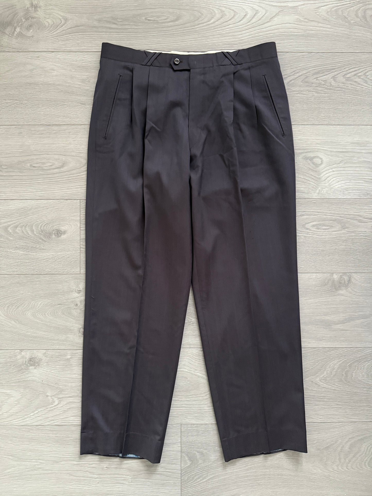 Yves Saint Laurent 1990s Double-Breasted Pleated Wool Suit - Size XL Jacket / 36" Waist