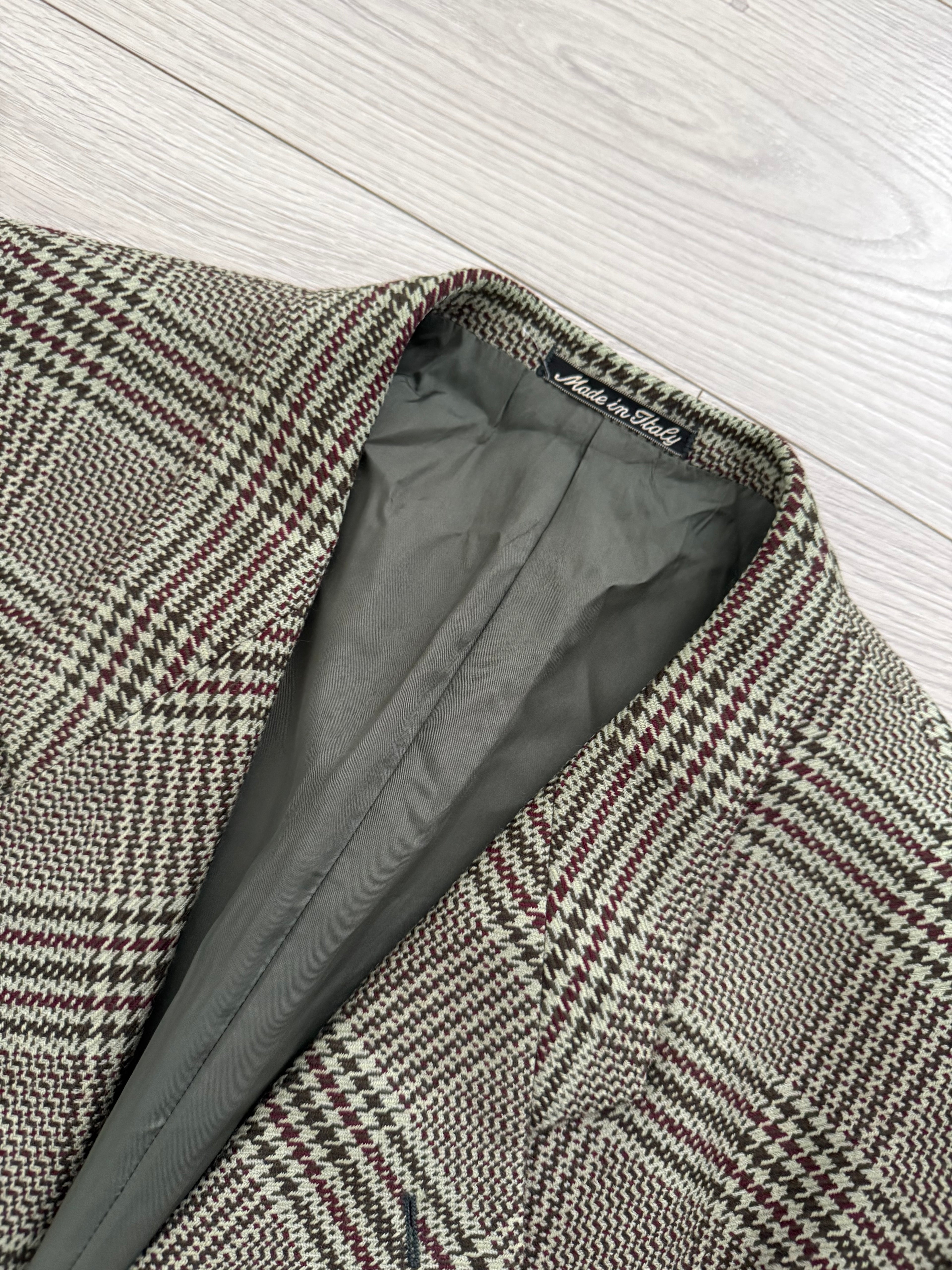Armani Mainline 1980s 2B Textured Wool Check Sports Jacket Blazer - Size XL