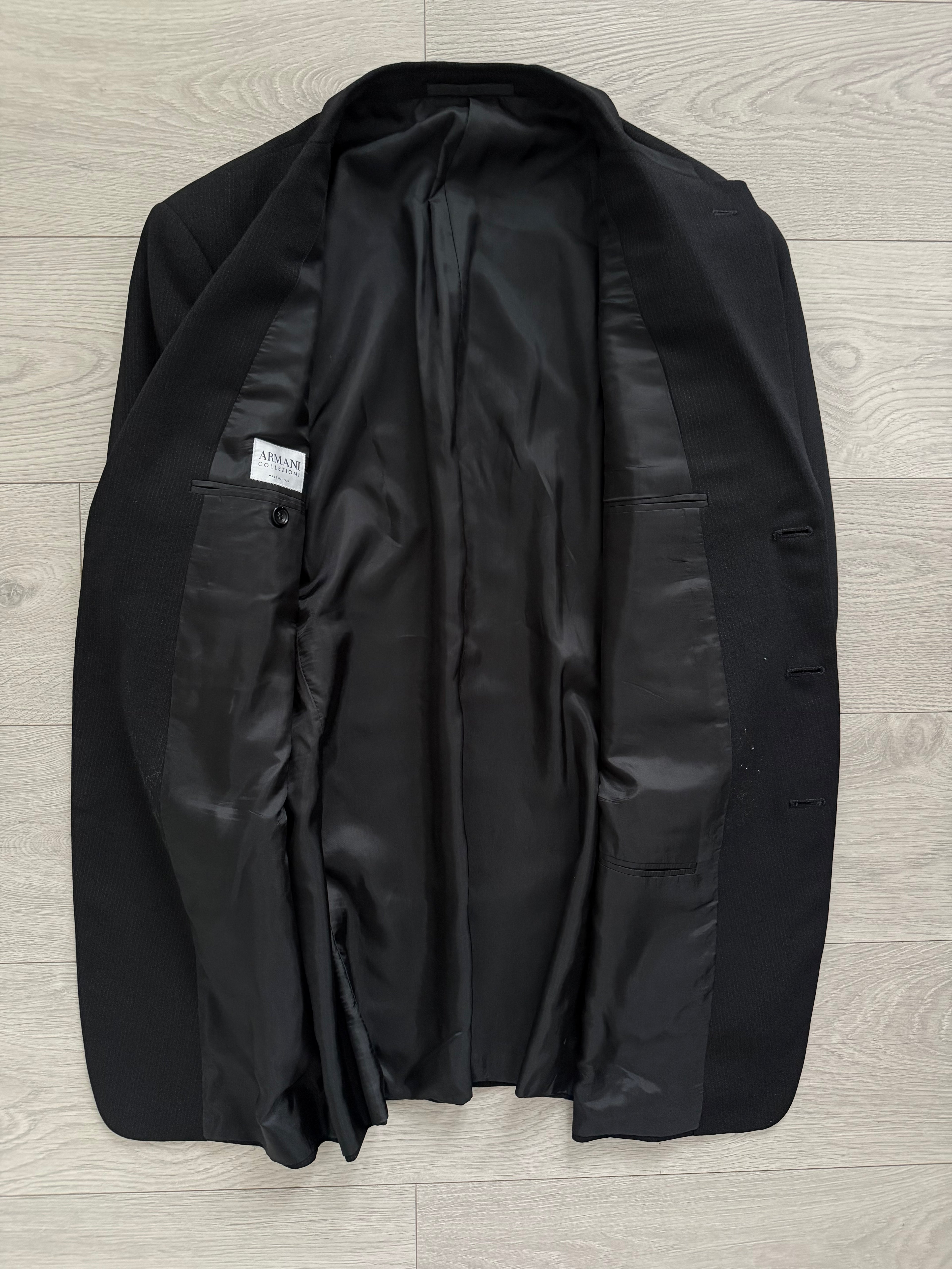 Armani 1990s 3B Draped Wool Black Suit - Size XL Jacket / 36" Waist