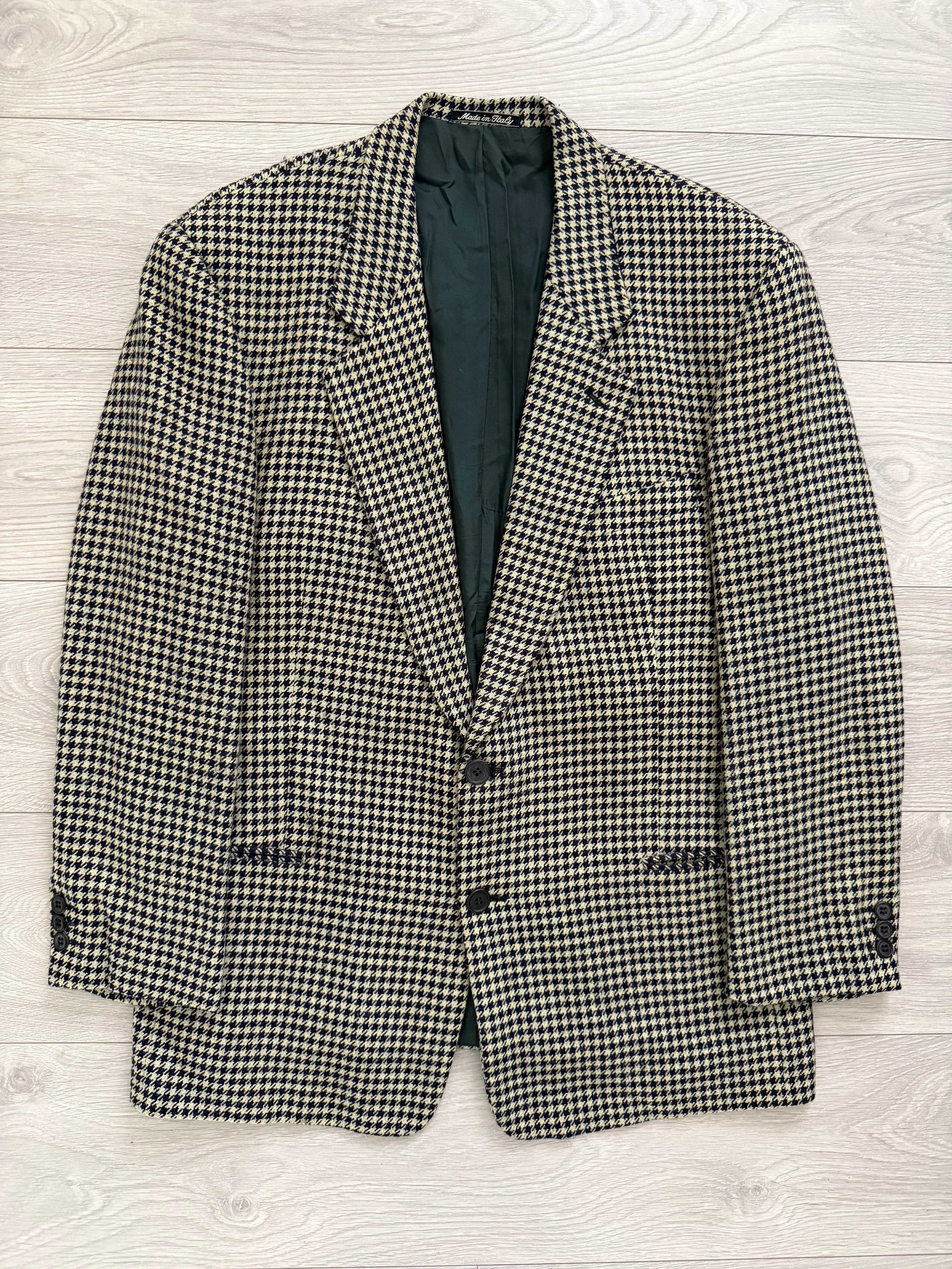 Giorgio Armani 1980s Houndstooth Textured Wool Check Sports Jacket