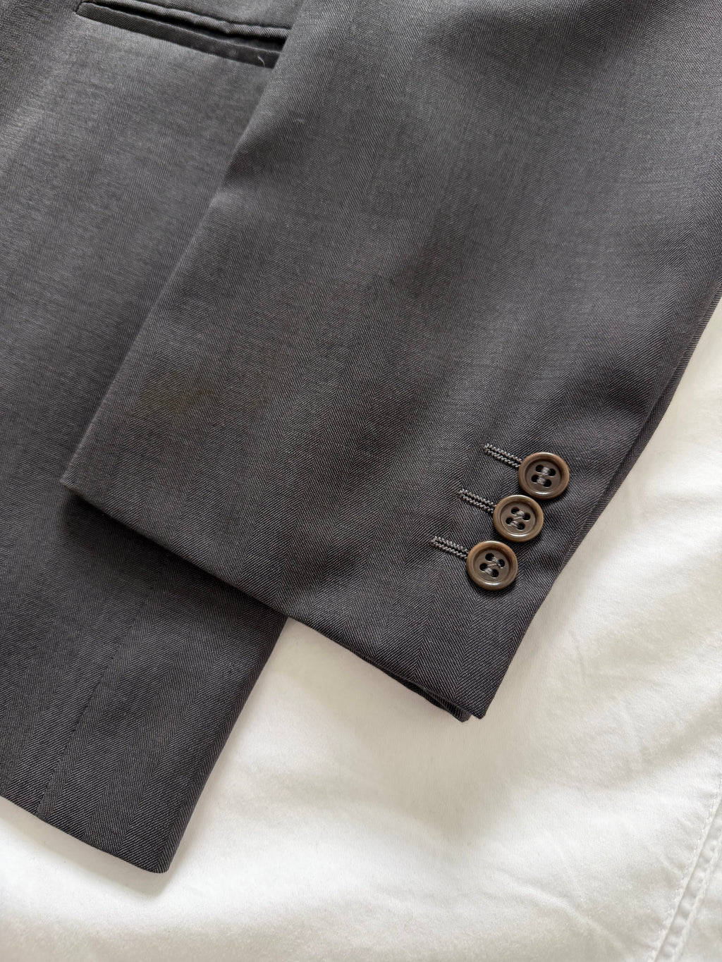 Cerruti 1990s Peaked Lapel Double Breasted Wool Sport Jacket Blazer Grey - Size L