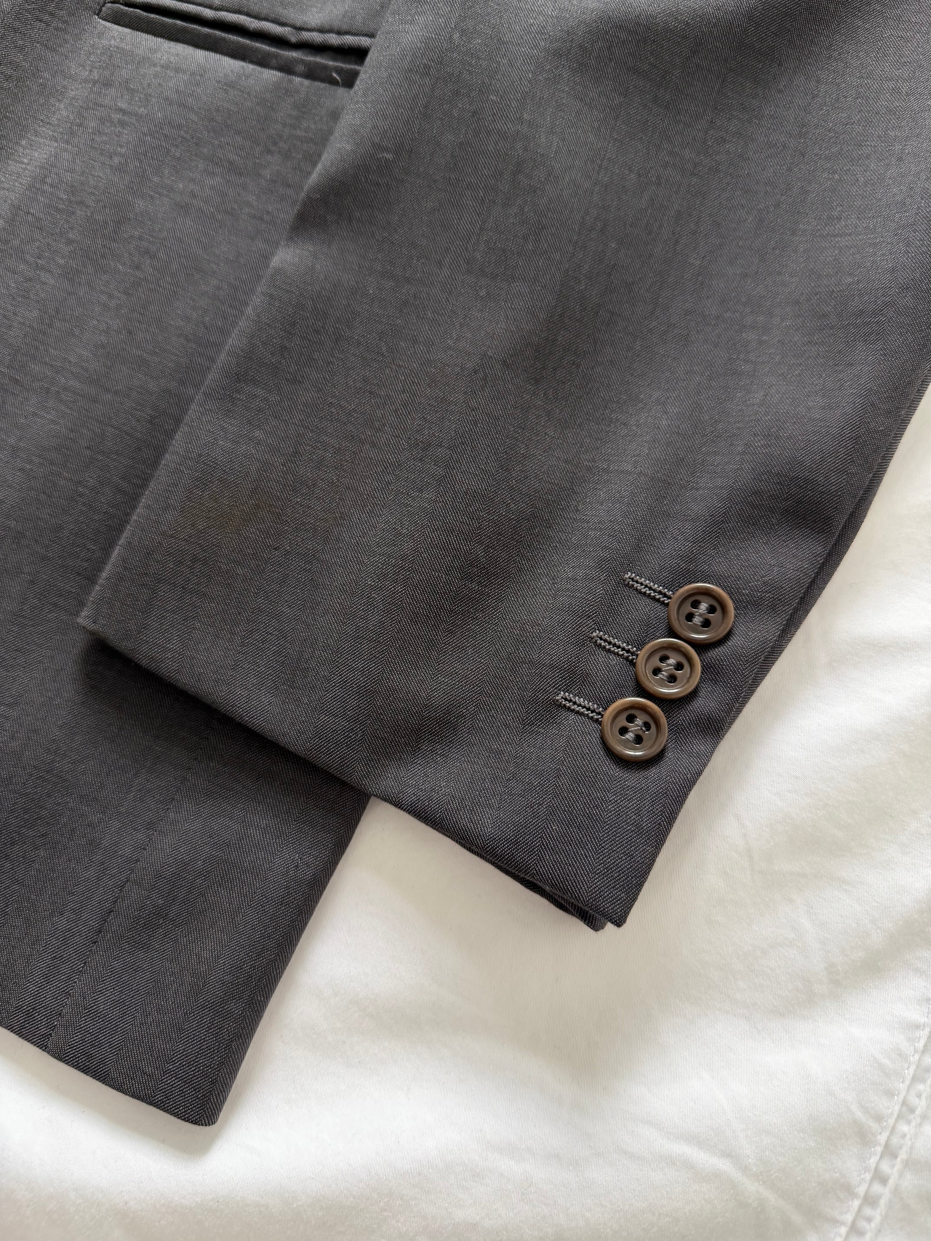Cerruti 1990s Peaked Lapel Double Breasted Wool Sport Jacket Blazer Grey - Size L