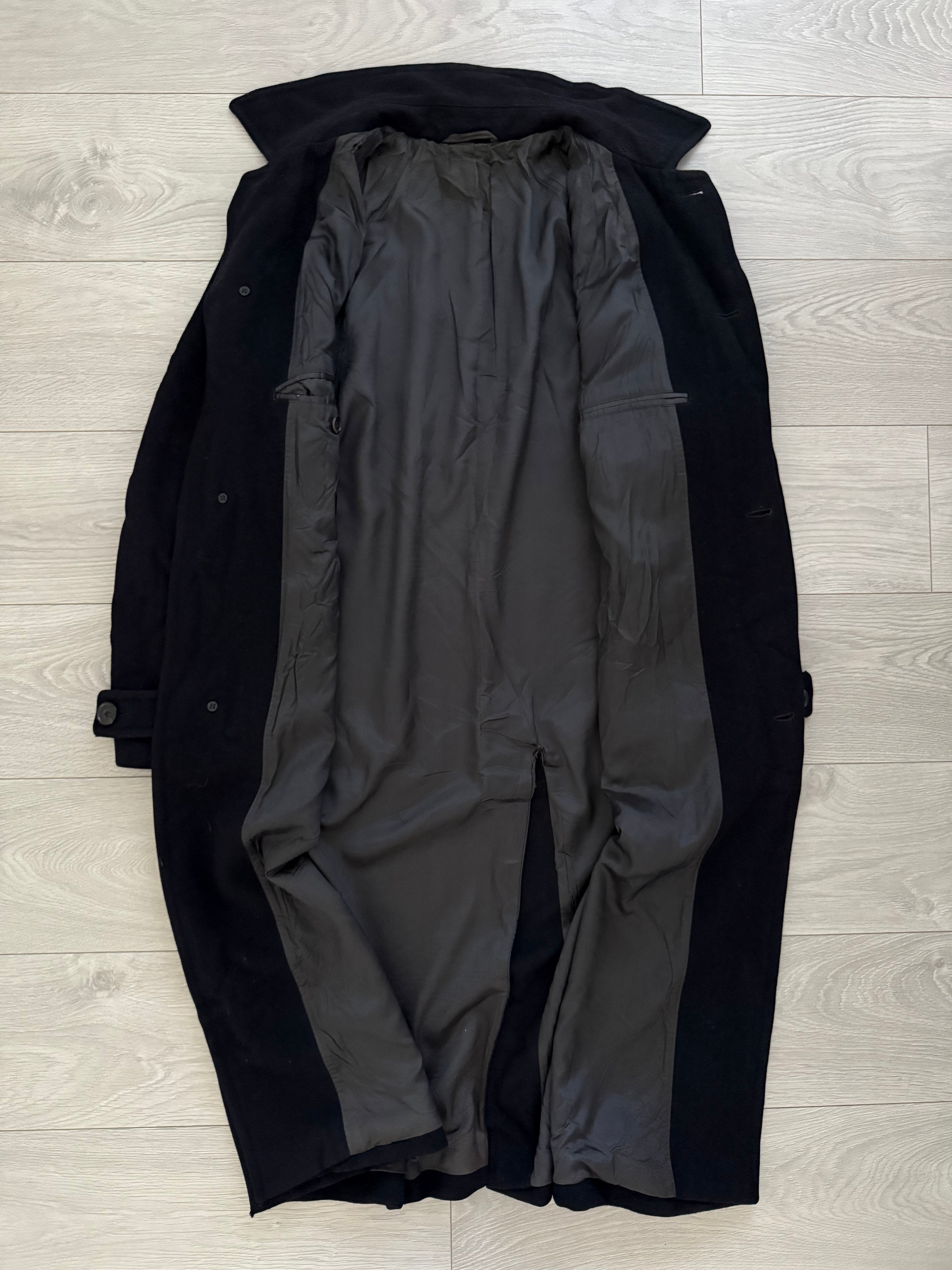 Hugo Boss 1980s Long Wool Herringbone Pea Coat - Size L