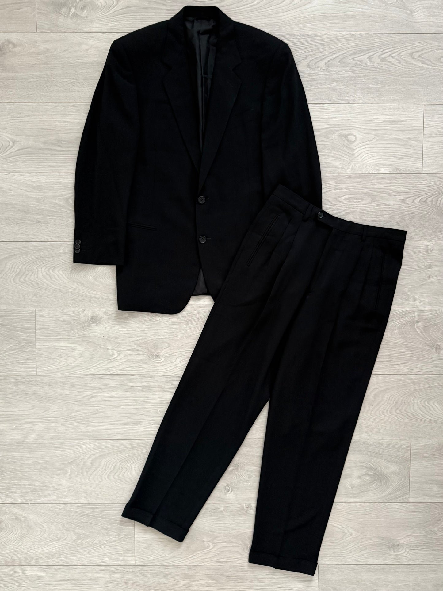 Giorgio Armani 1990s Black Wool Suit - M Jacket / 32" Waist
