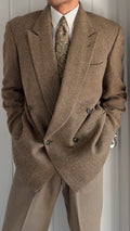 Giorgio Armani 1980s Peaked Lapel Double Breasted Textured Wool Sport Jacket Blazer - Size M
