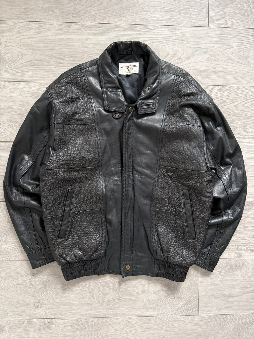 Valentino 1980s Panelled Leather Bomber Jacket - Size M