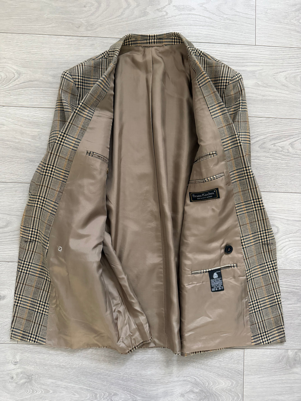 Bruno Kirches 1990s Double Breasted Check Wool Textured Sport Jacket Blazer - Size S