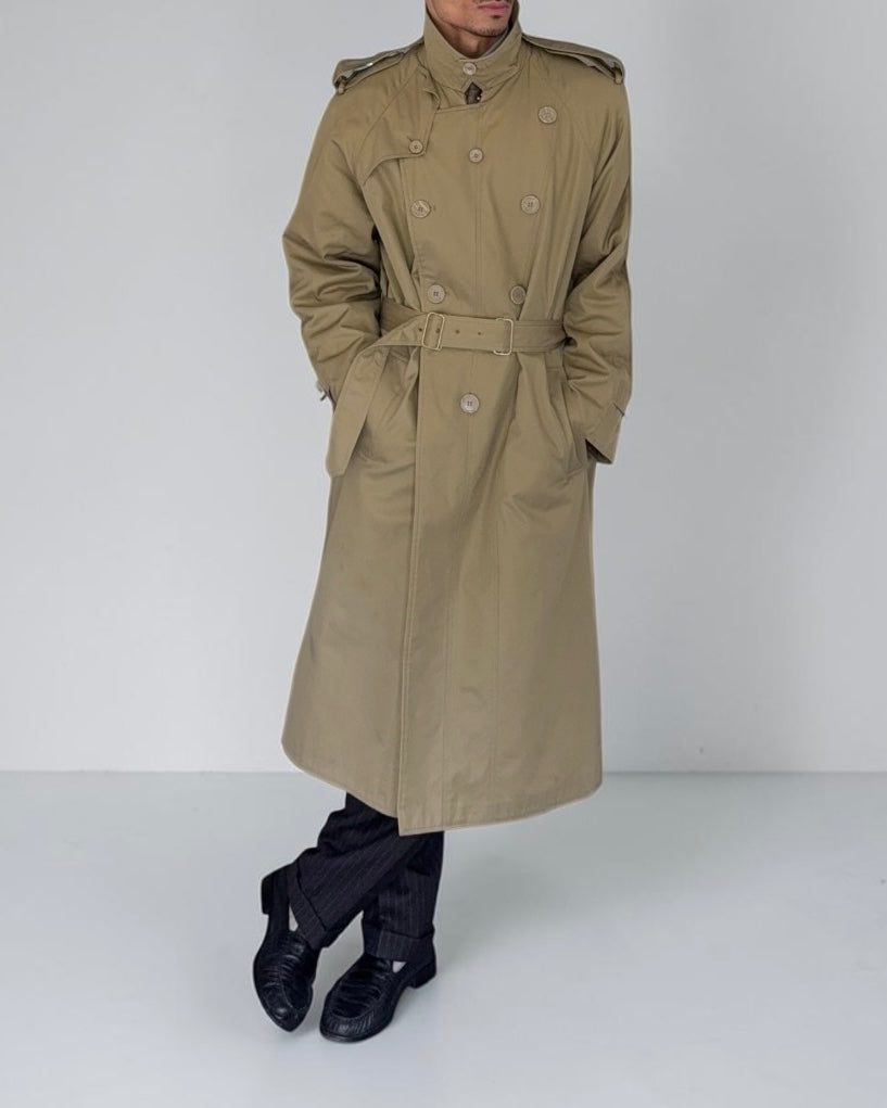 Giorgio Armani Mainline 1980s Military Trench Coat - Size L