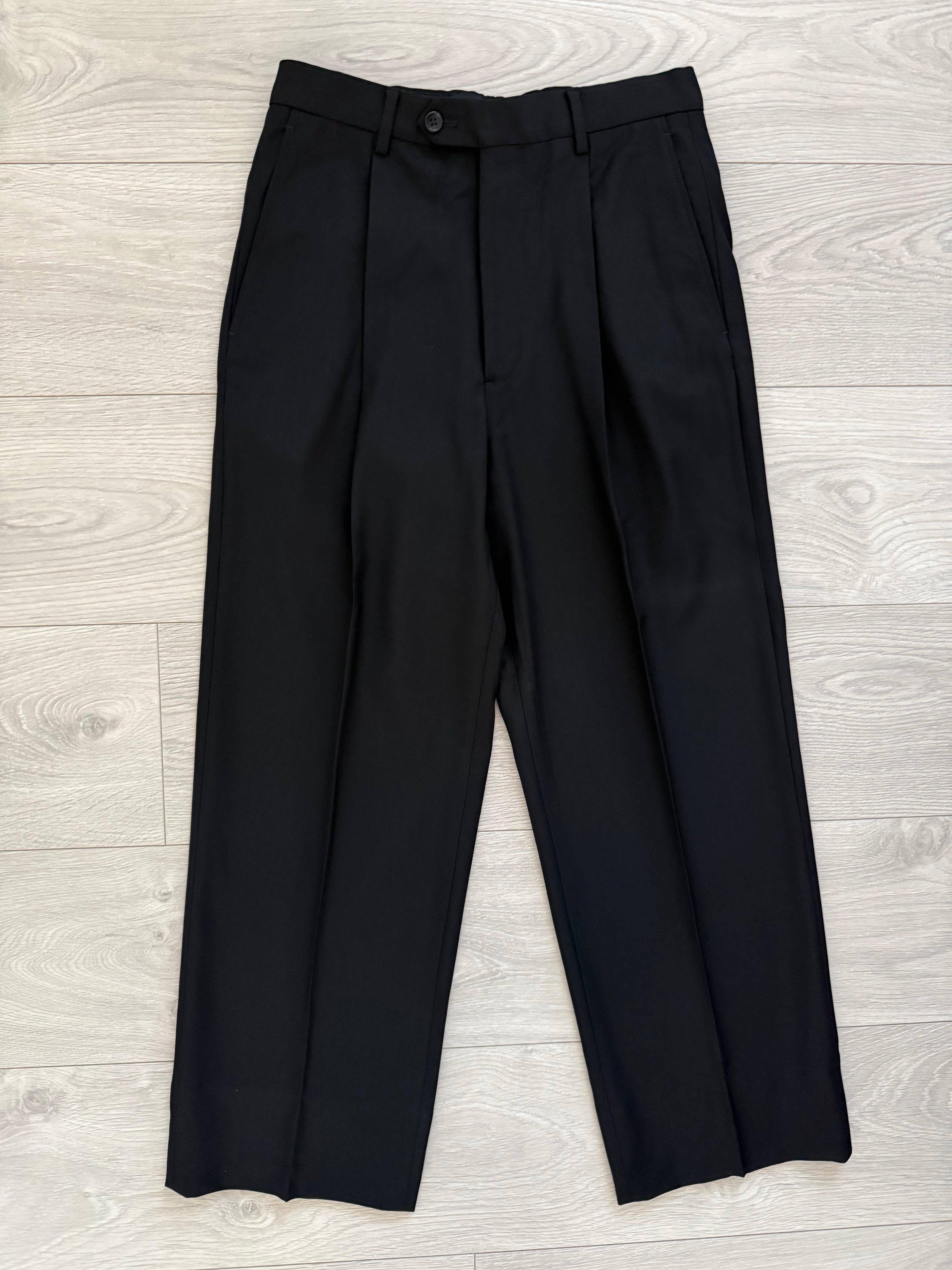 Armani 1990s 3B Wool Pleated Black Suit - Size S Jacket / 28" Waist