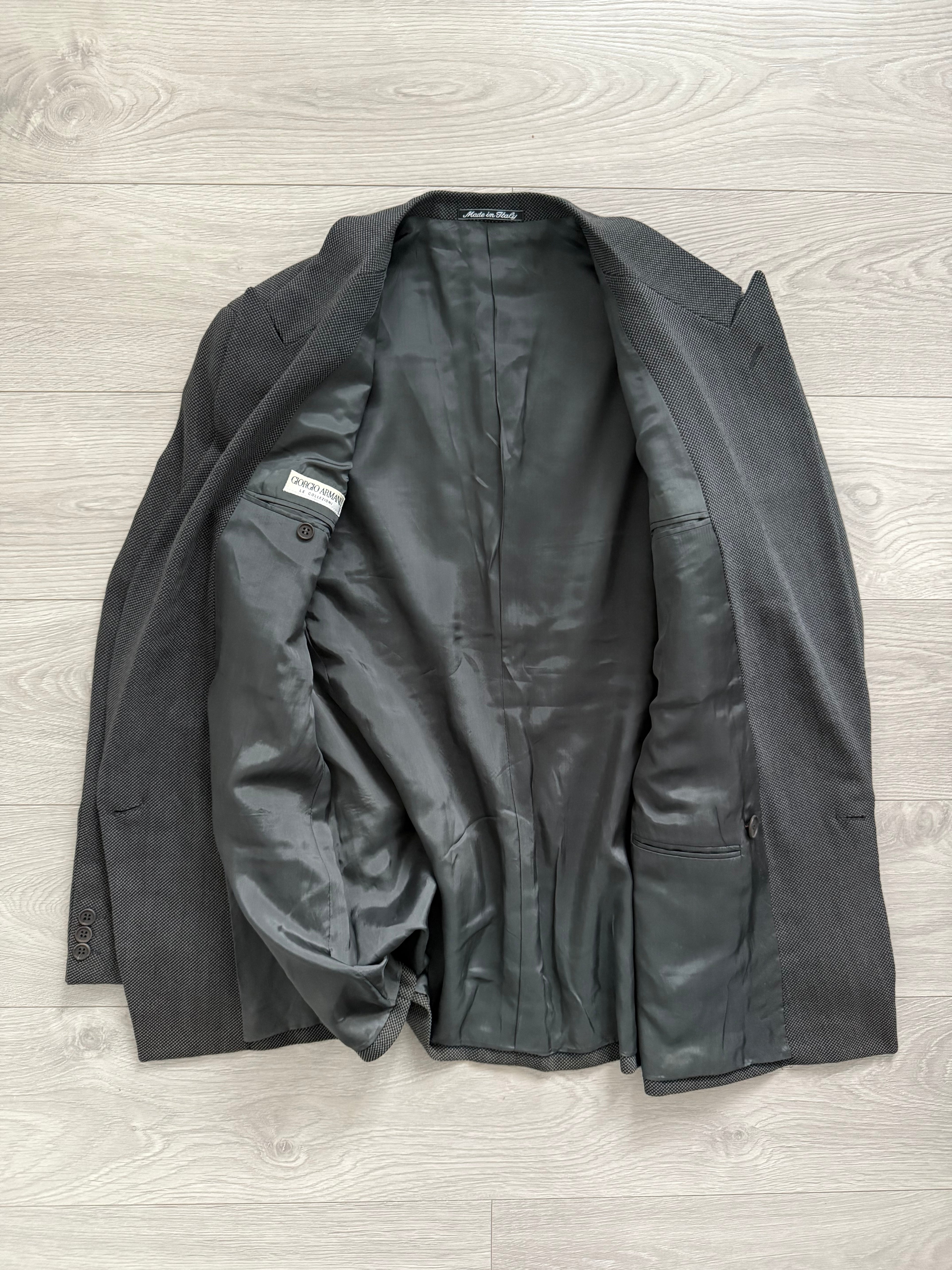 Giorgio Armani 1980s Double Breasted Pleated Wool Suit Grey New - Size L Jacket / 32" Waist