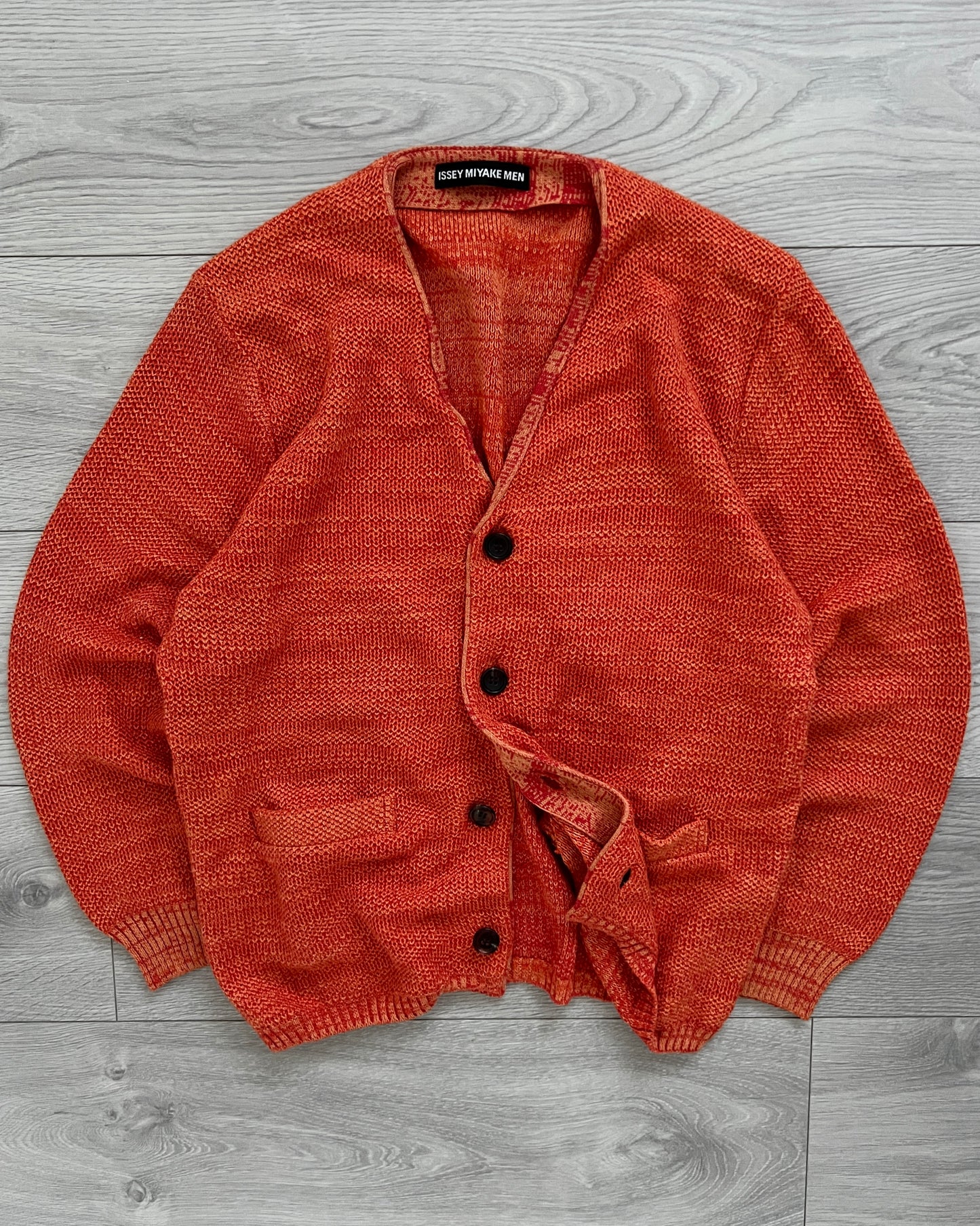 Issey Miyake 2003 Marled Knit Orange Cardigan - Size M