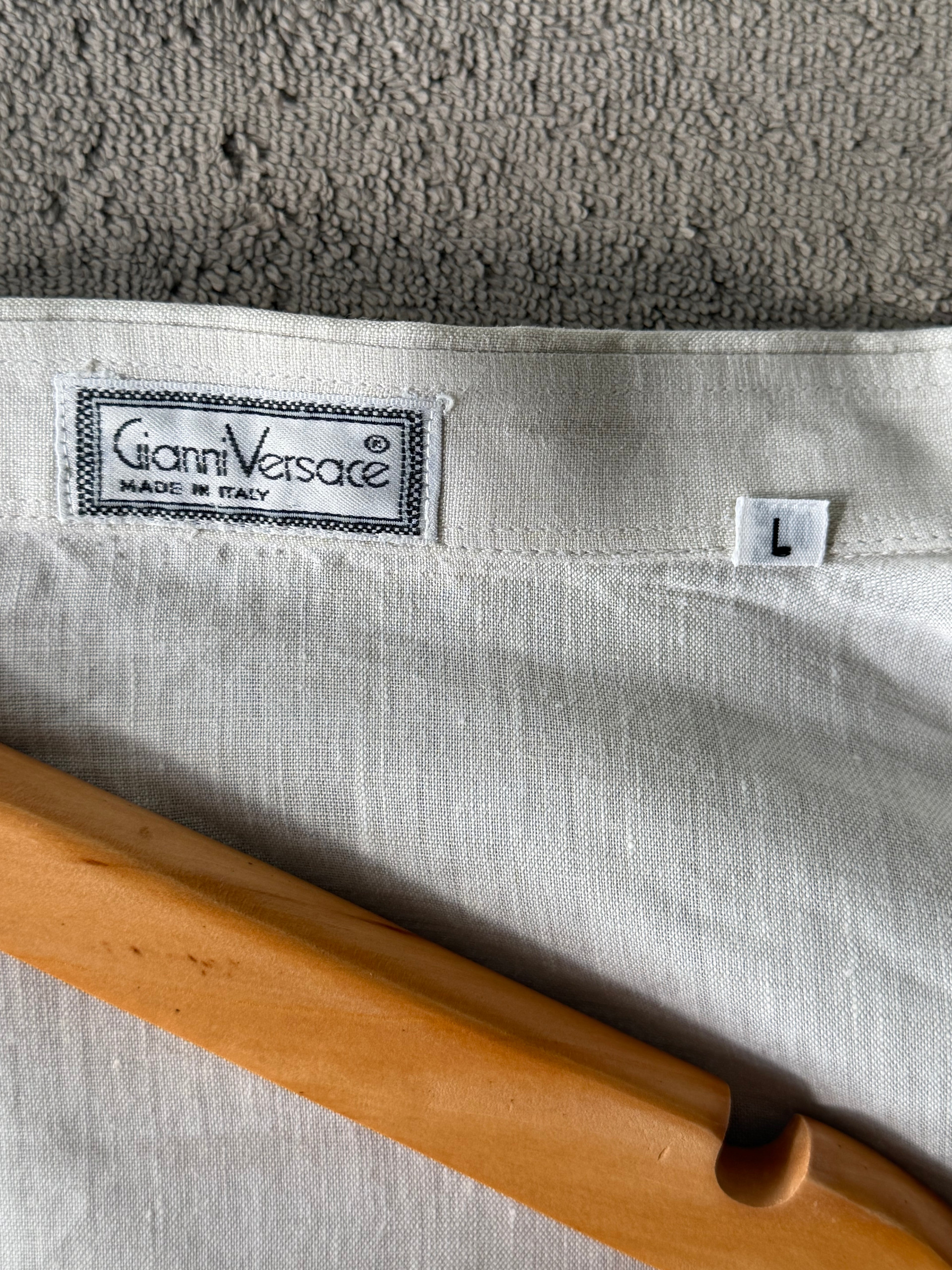 Versace 1990s Premium Linen Relaxed Fit Shirt - Size XL