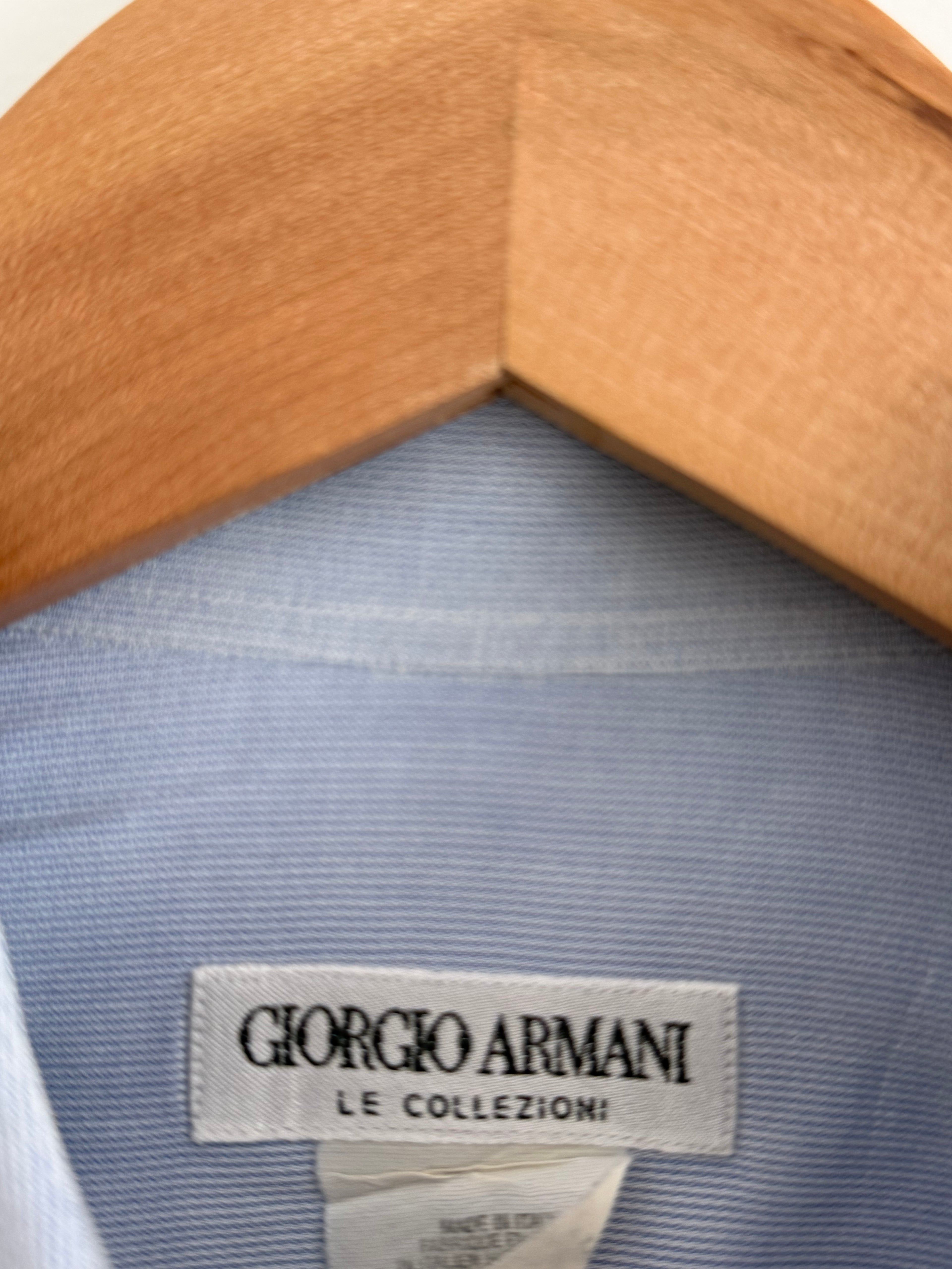 Giorgio Armani 1980s Blue Cotton Shirt - Size M