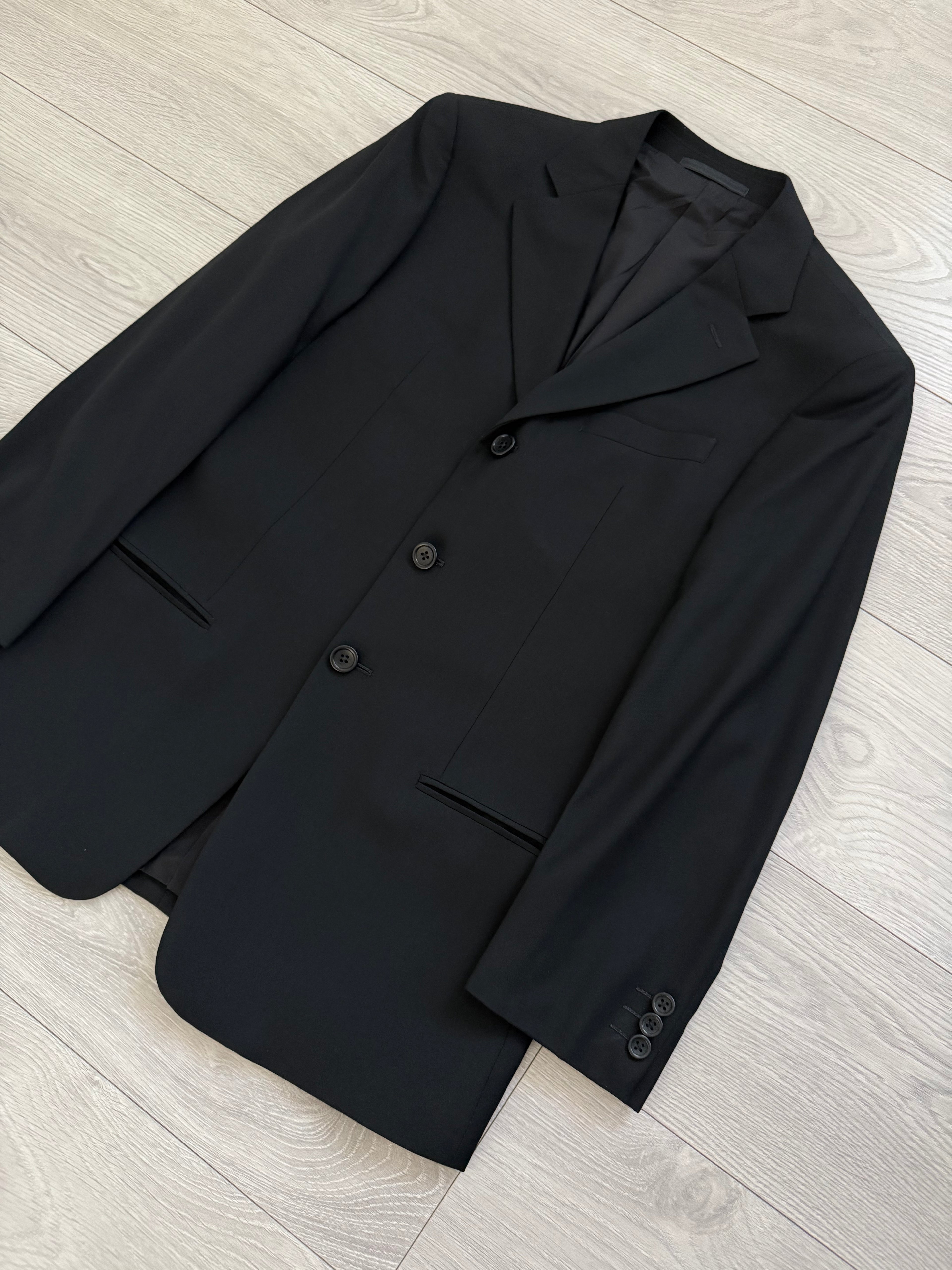 Armani 1990s 3B Wool Pleated Black Suit - Size S Jacket / 28" Waist