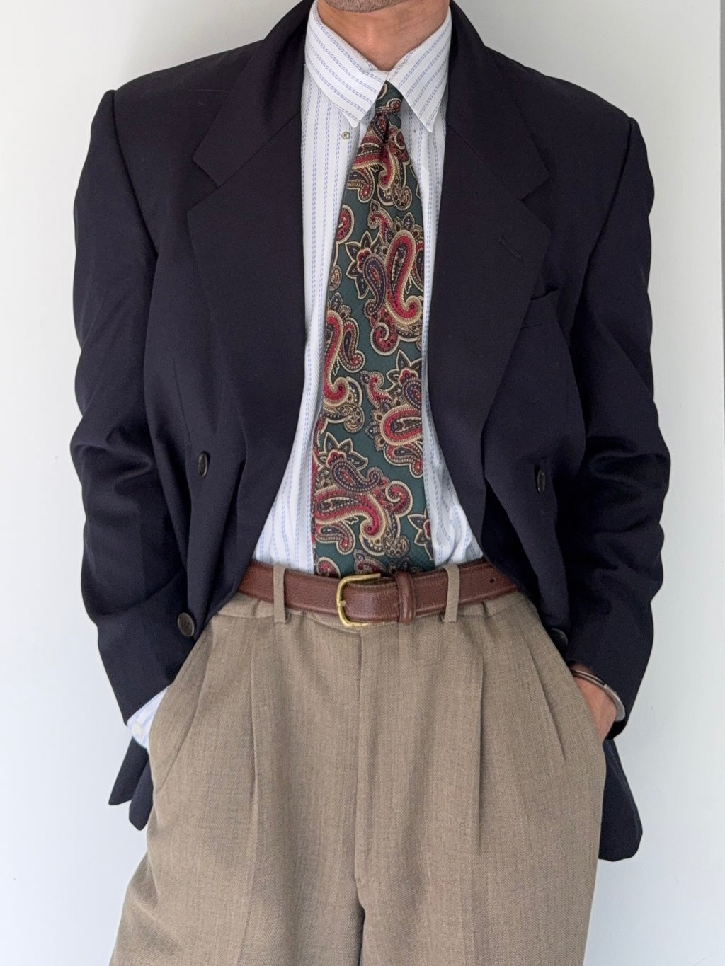 Versace 1980s Double Breasted Notch Lapel Wool Sports Blazer Jacket - Size S