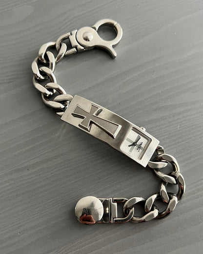 Jean Paul Gaultier 00s 3D Cross Motif Stainless Steel Watch Bracelet