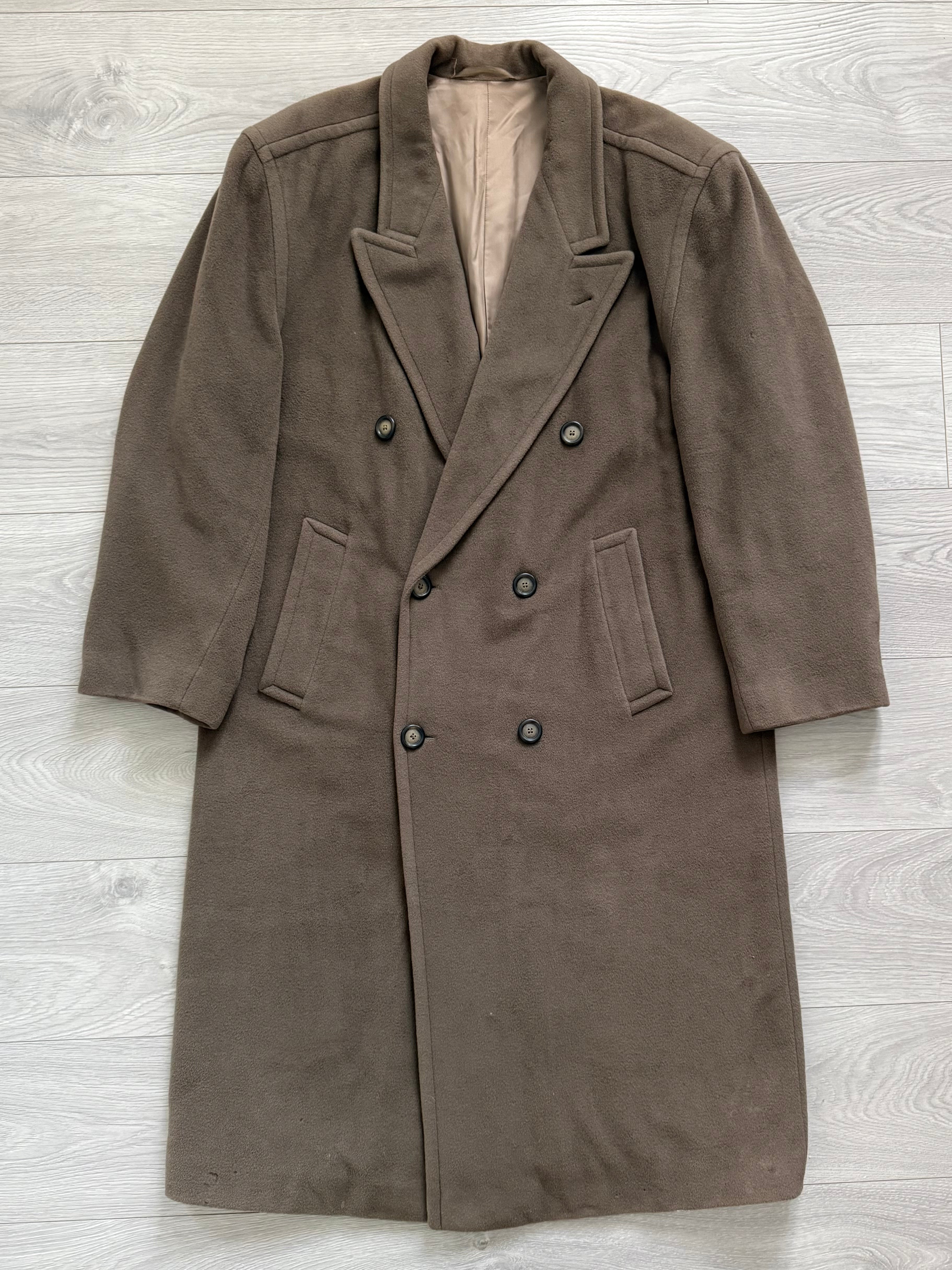 Hugo Boss 1980s Oversized Peaked Lapel Double Breasted Wool Coat - Size L