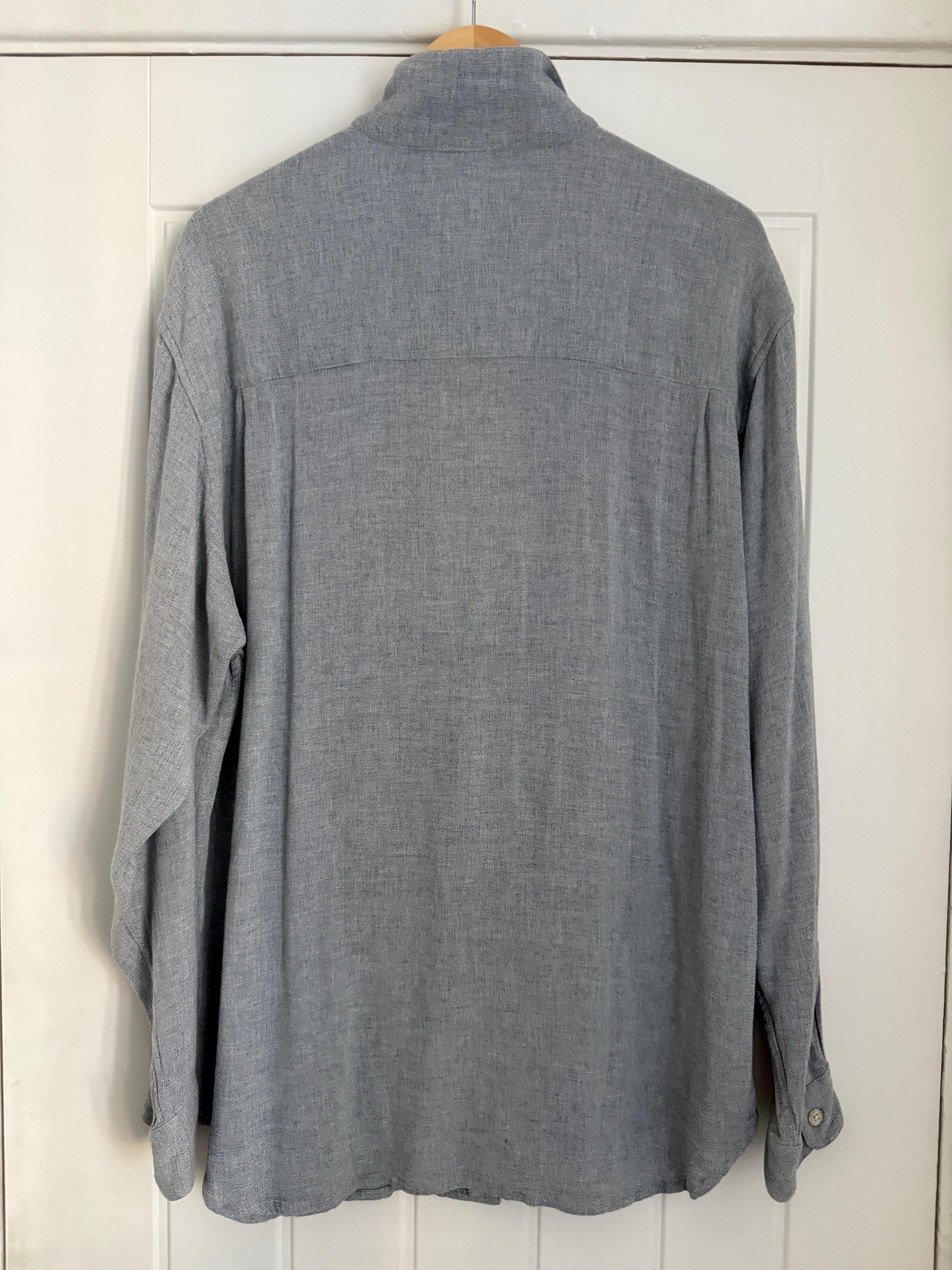 Saks Fifth Avenue 1990s Italian Fabric Relaxed Rayon Shirt - Size M