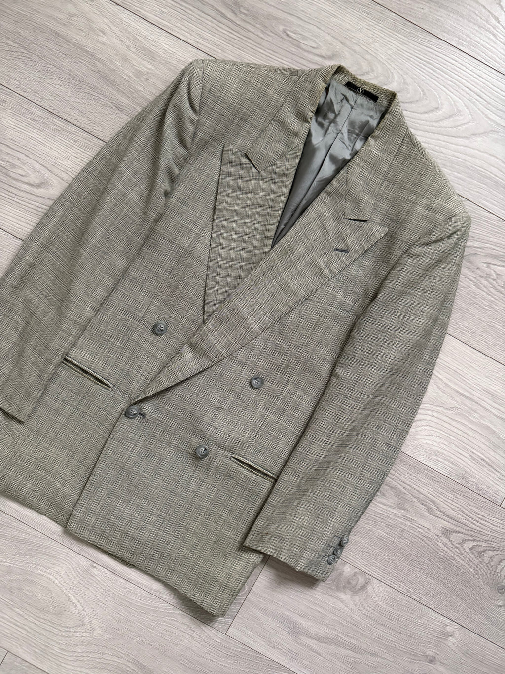 Valentino 1980s Peaked Lapel Double Breasted Wool Sports Blazer Jacket - Size S