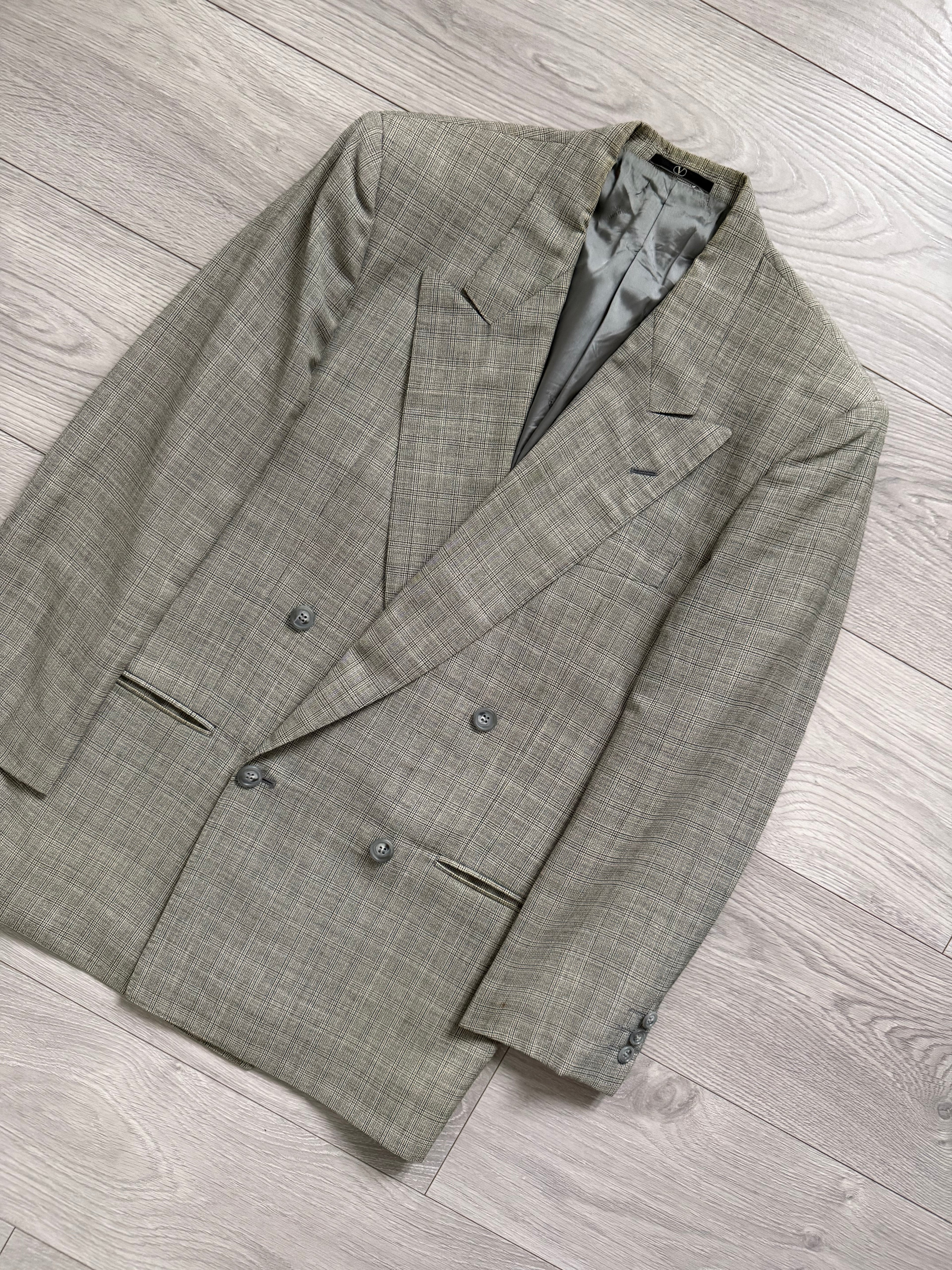 Valentino 1980s Peaked Lapel Double Breasted Wool Sports Blazer Jacket - Size S