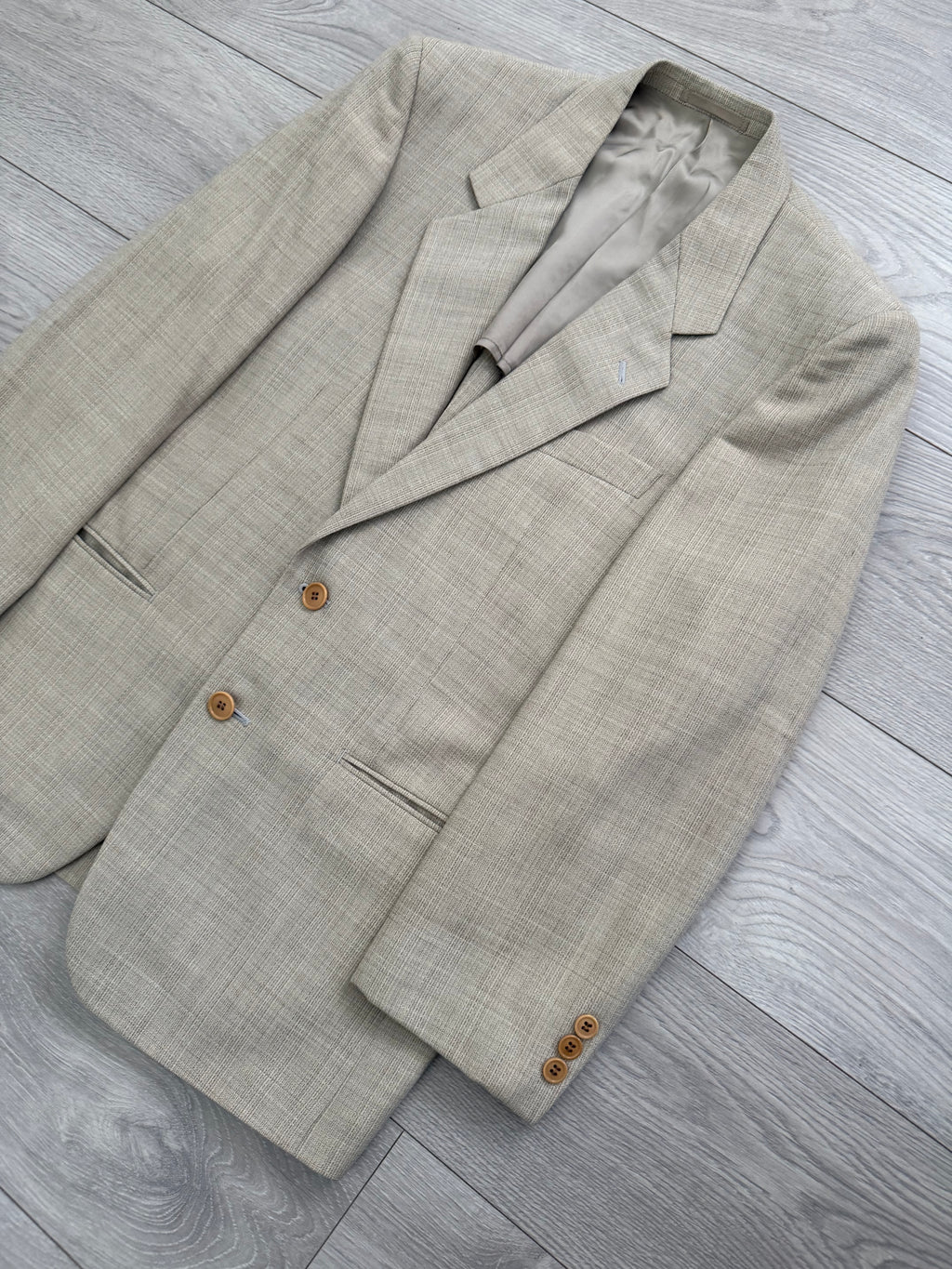 Paul Smith 1990s 2B Wool Silk Ecru Pleated Suit - Size S Jacket / 31" Waist